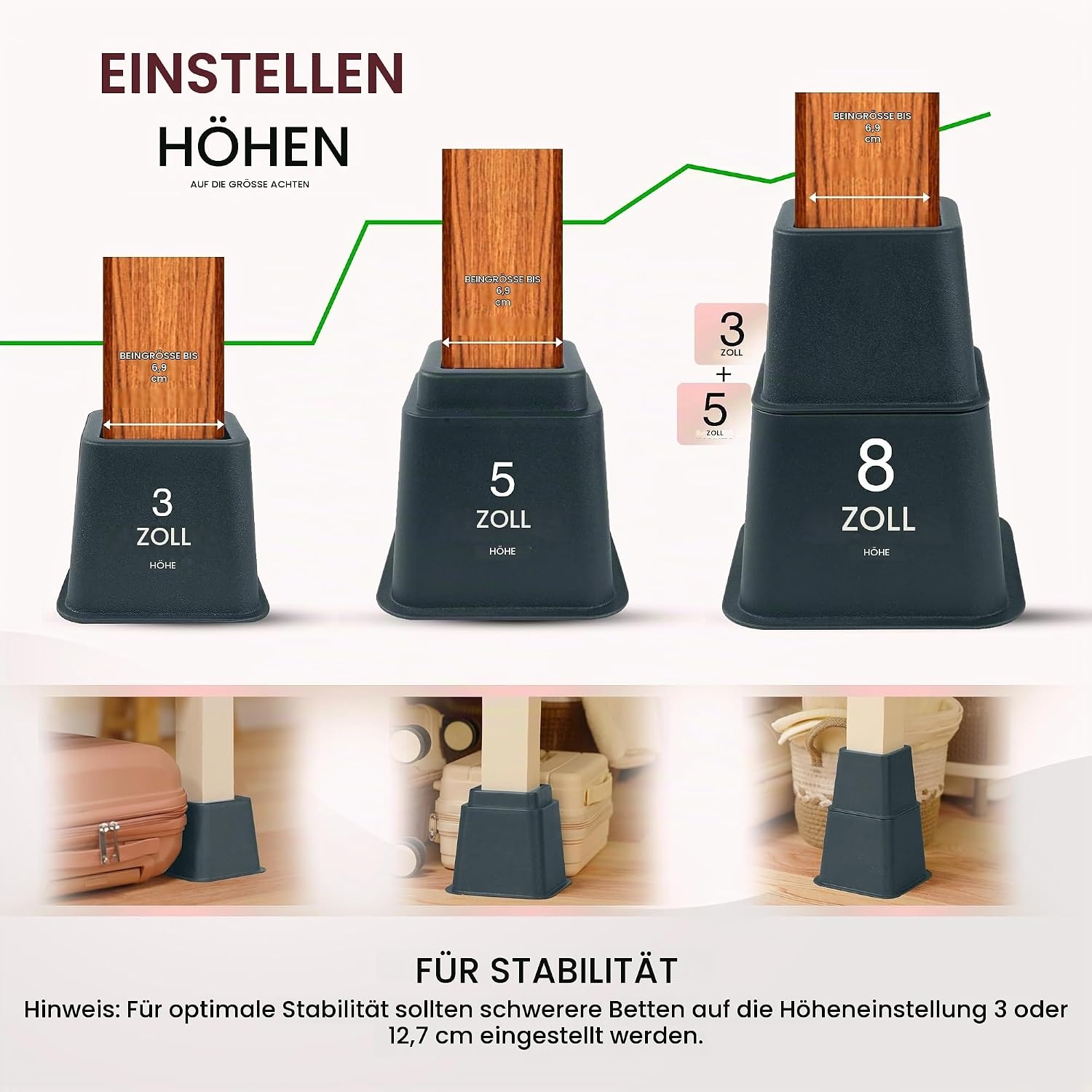 image:image8erPack Utopia Home Betterhhung Mbelerhher Verstellbar SchwarzGrau