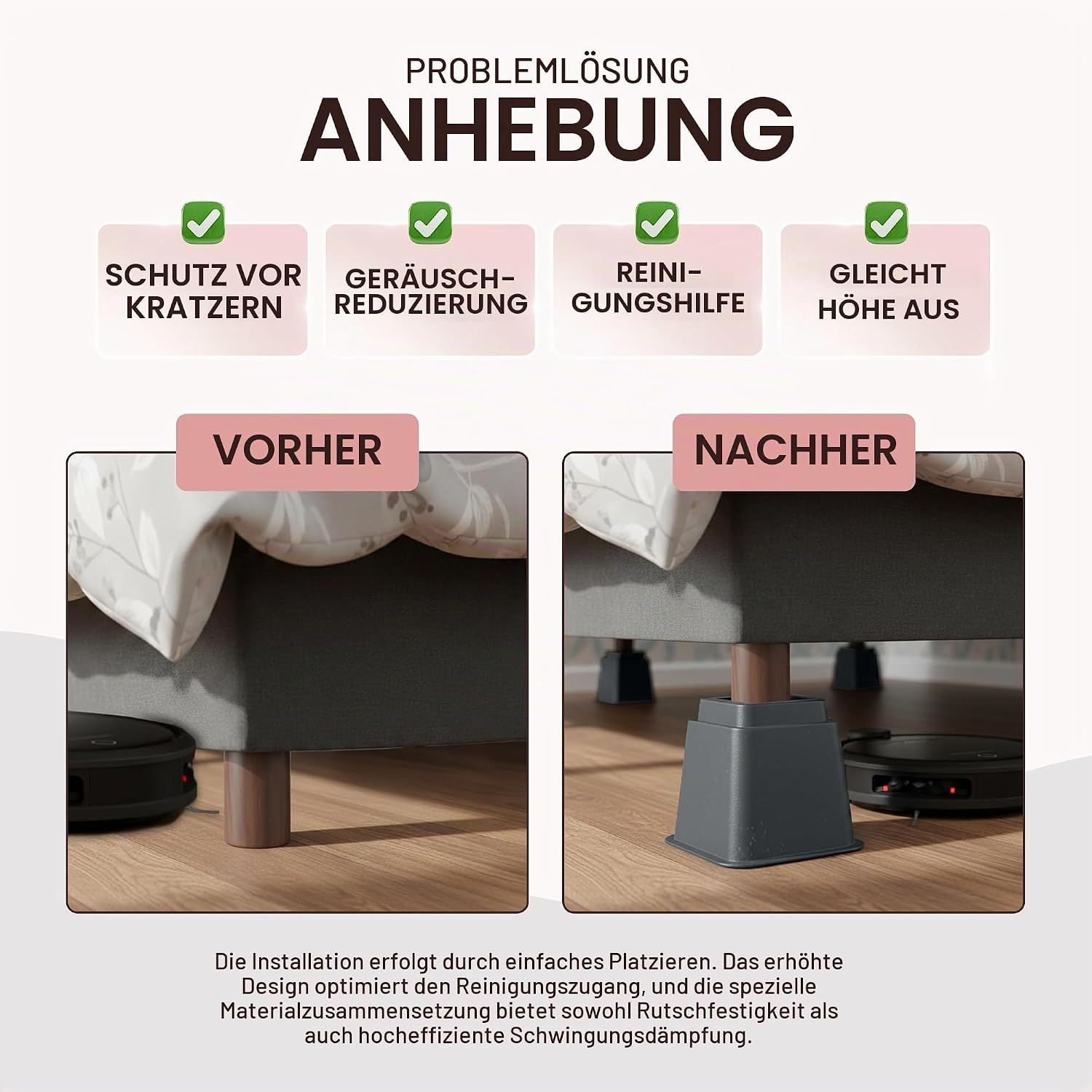 image:image8erPack Utopia Home Betterhhung Mbelerhher Verstellbar SchwarzGrau
