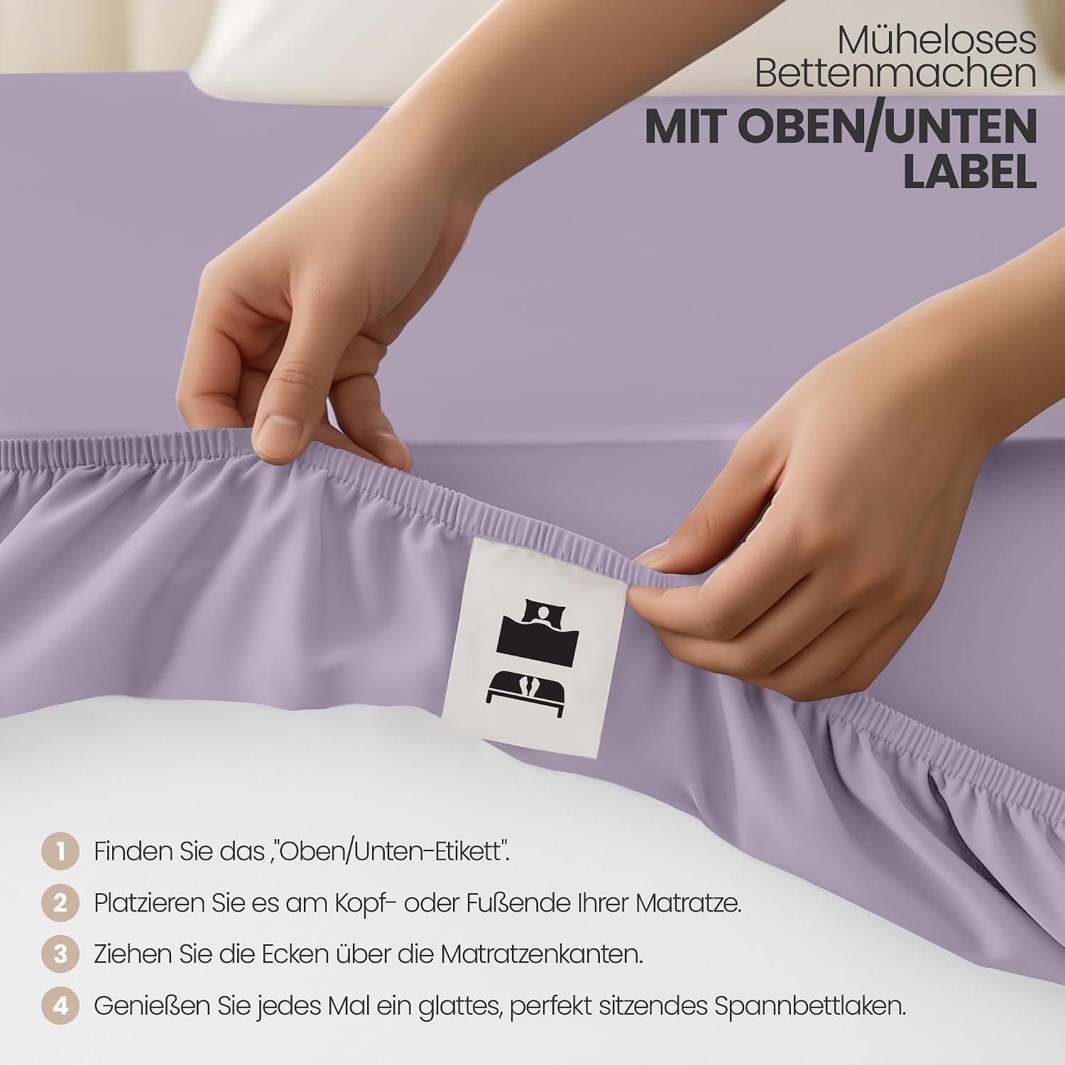 image:imageUtopia Bedding 2er Set Spannbettlaken 160x200cm BeigeLavendel