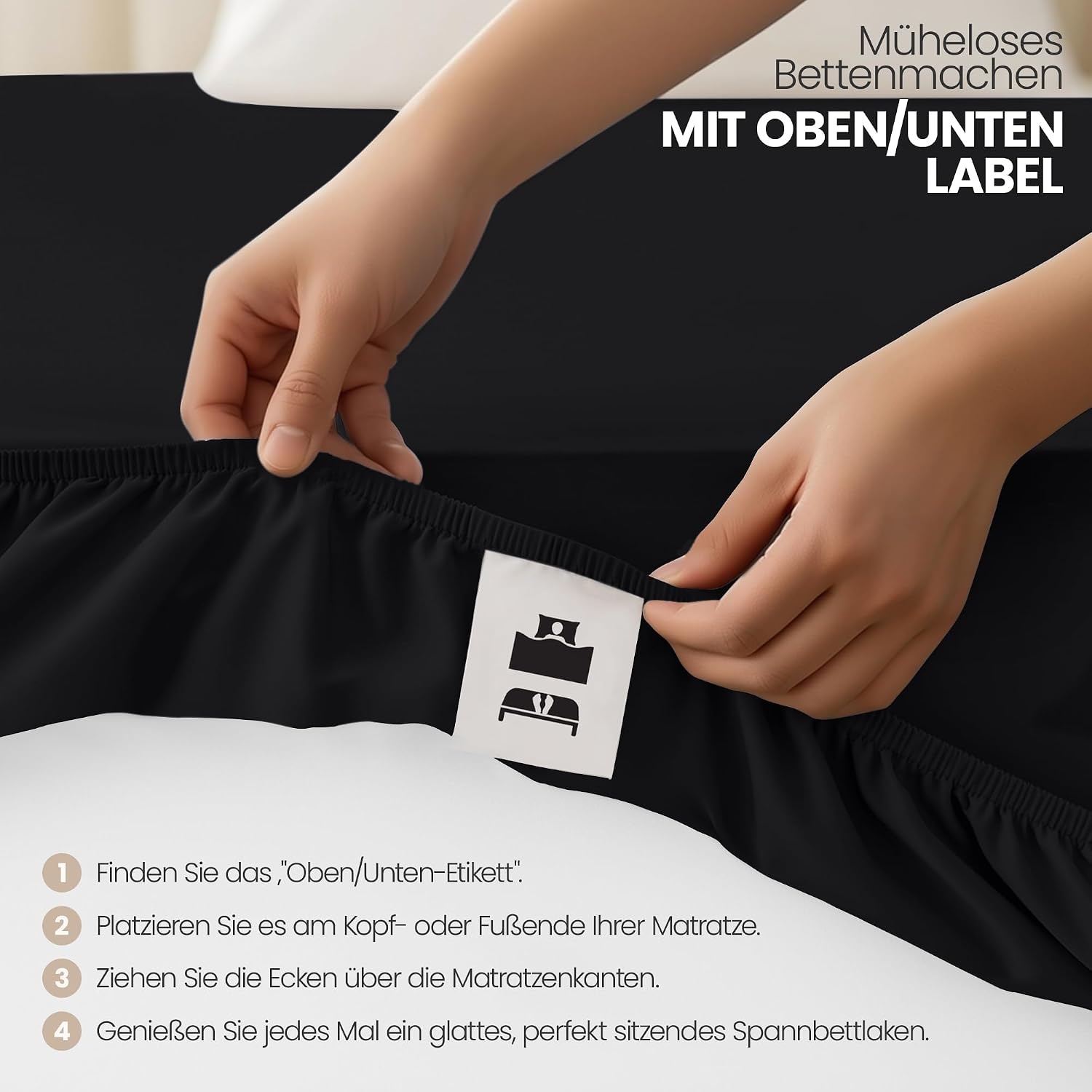 image:imageUtopia Bedding 2er Set Spannbettlaken 160x200cm BeigeSchwarz