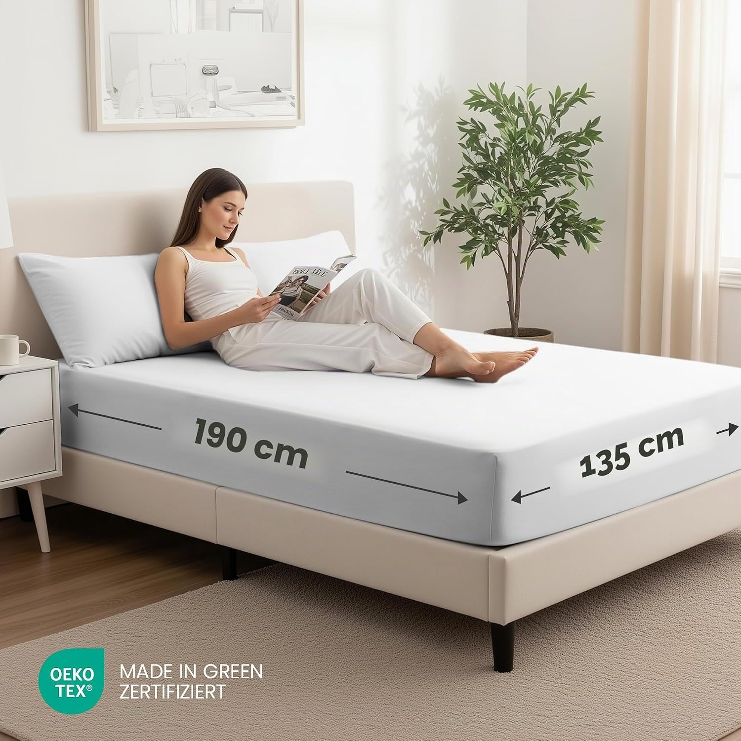 image:imageUtopia Bedding 2er Set Spannbettlaken 160x200cm BeigeWei
