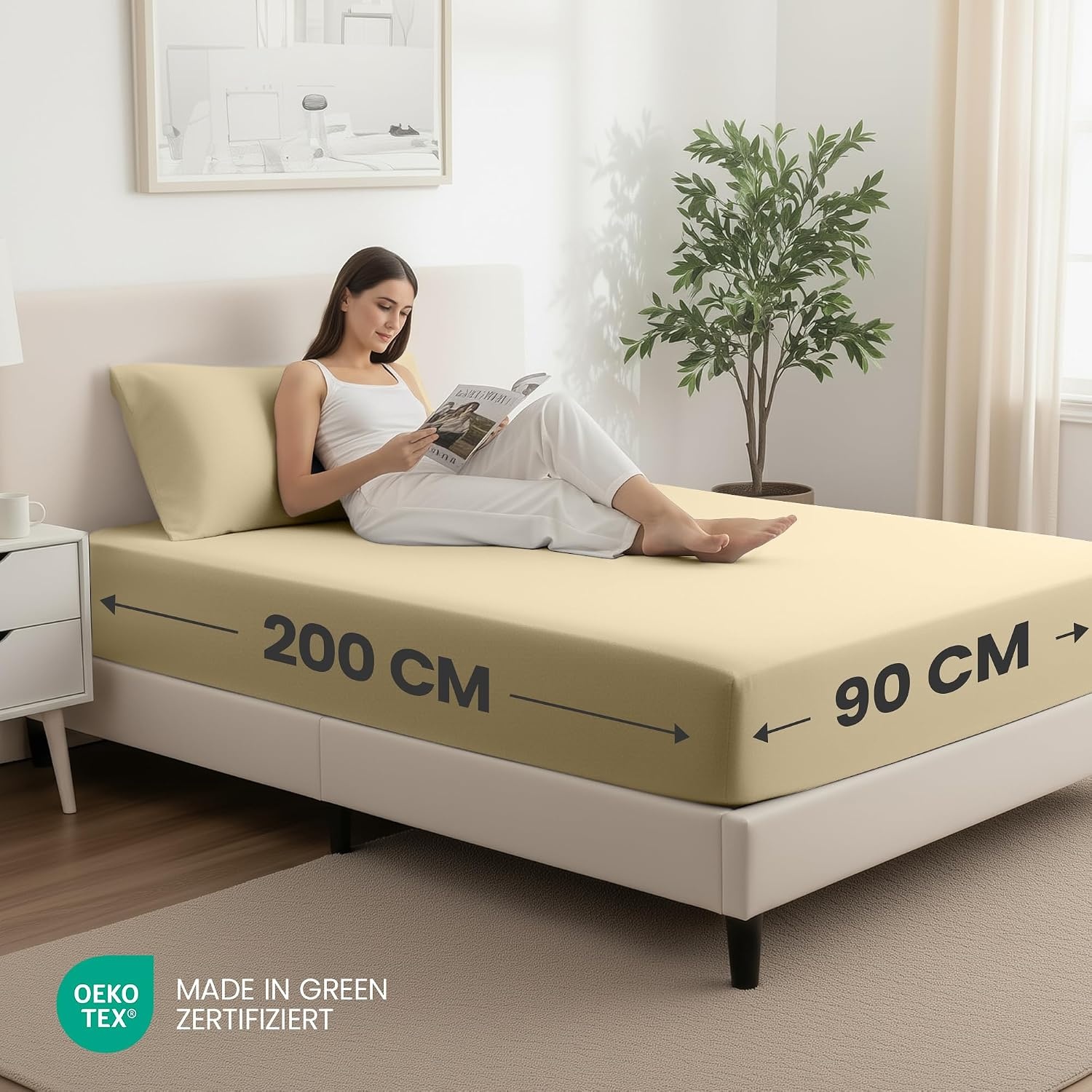 image:imageUtopia Bedding 2er Set Spannbettlaken 90x200cm BeigeBeige