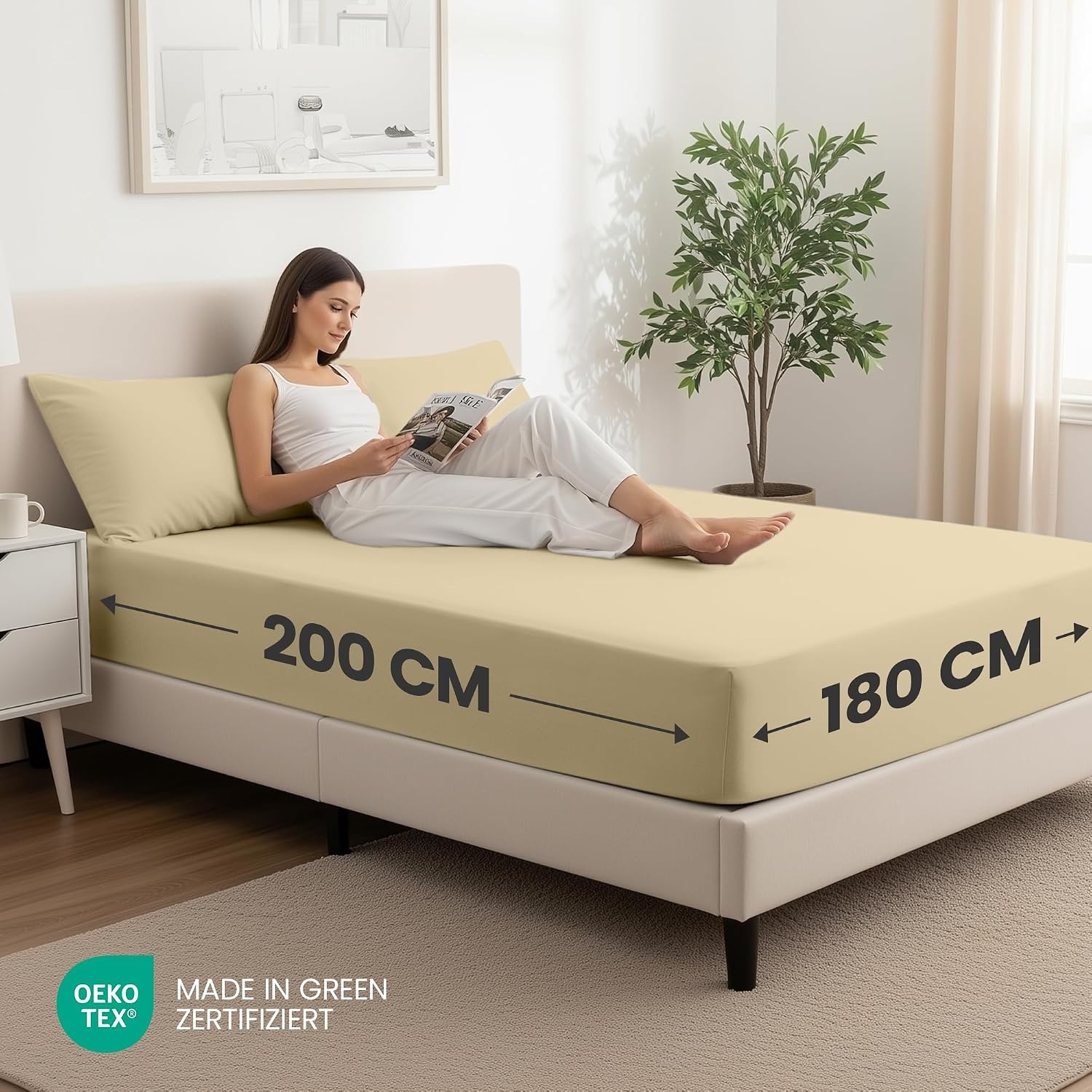 image:imageUtopia Bedding 2er Set Spannbettlaken 90x200cm BeigeBeige