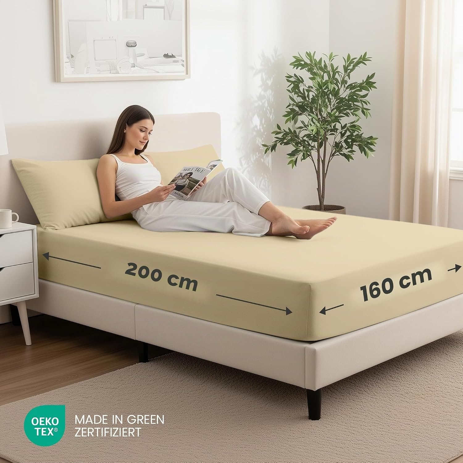 image:imageUtopia Bedding 2er Set Spannbettlaken 90x200cm BeigeBeige