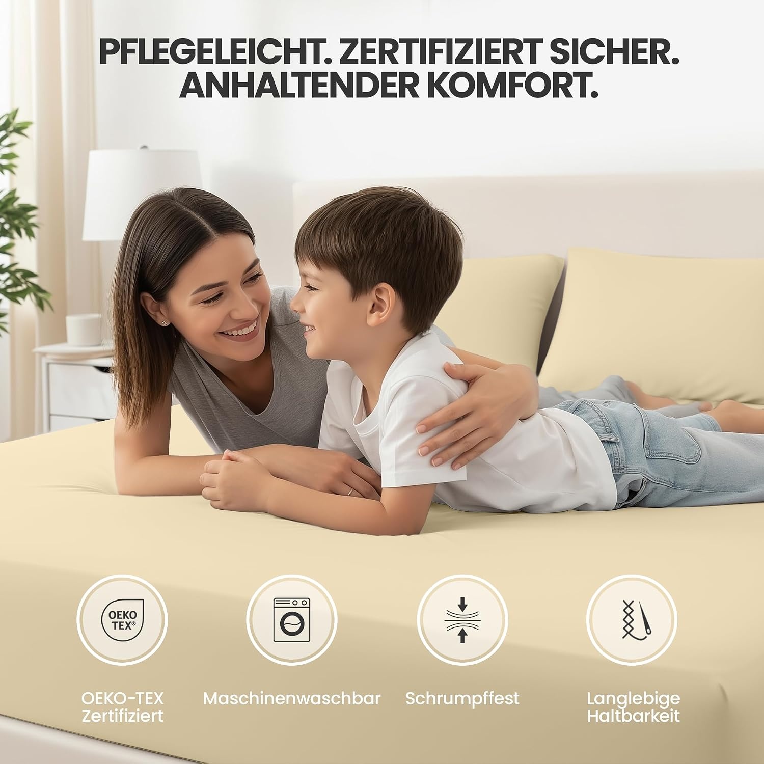 image:imageUtopia Bedding 2er Set Spannbettlaken 90x200cm BeigeBeige