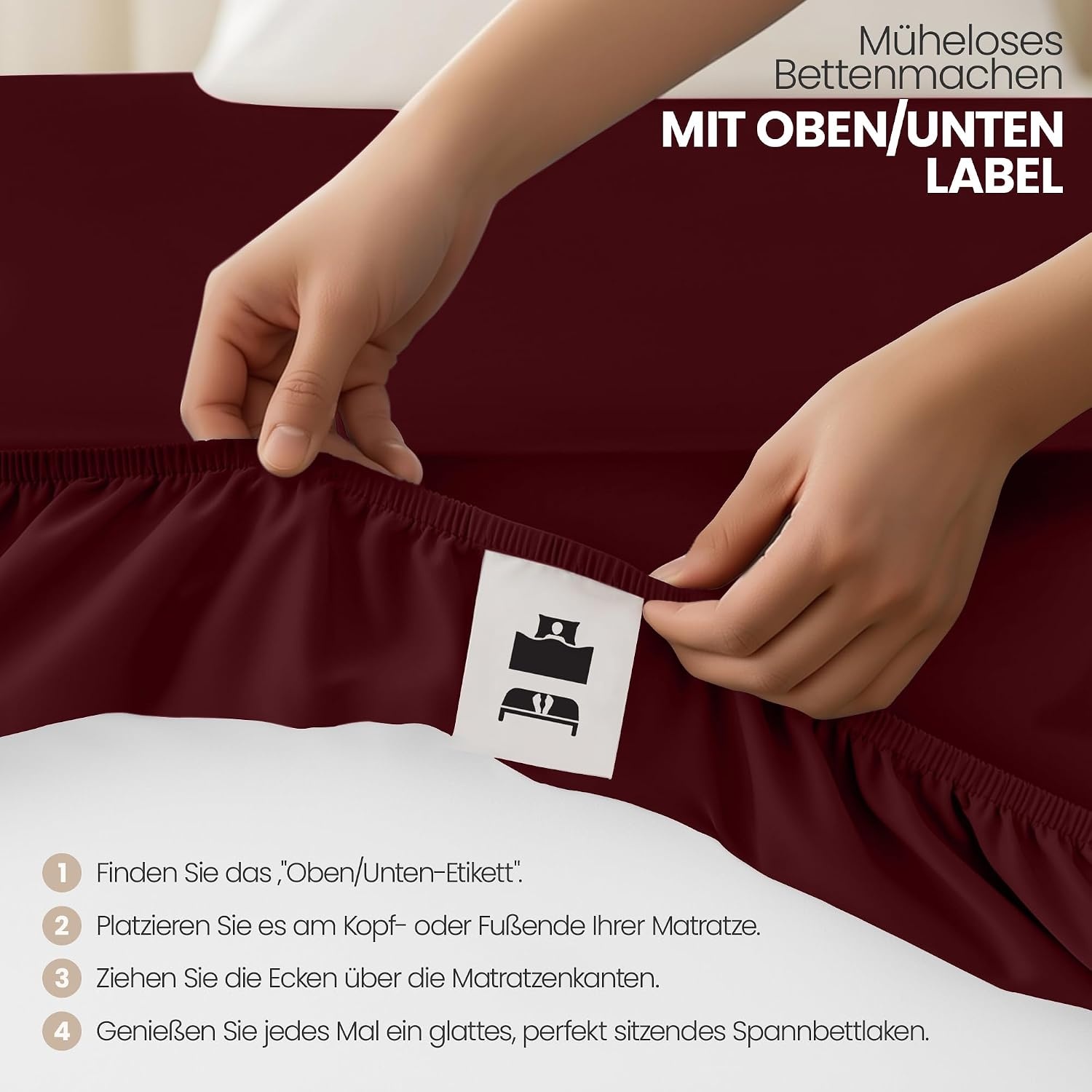 image:imageUtopia Bedding 2er Set Spannbettlaken 90x200cm BeigeBurgund