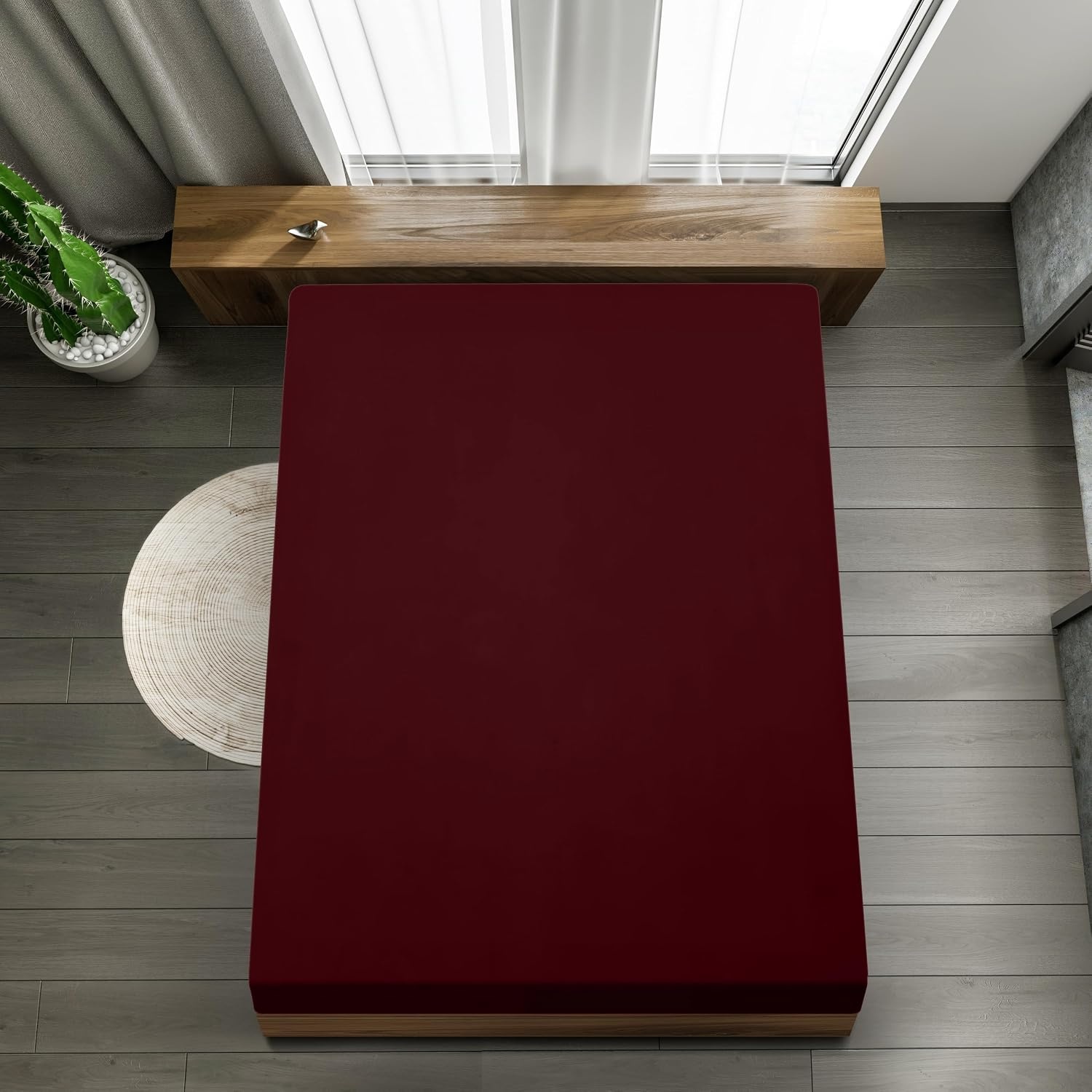 image:imageUtopia Bedding 2er Set Spannbettlaken 90x200cm BeigeBurgunderrot