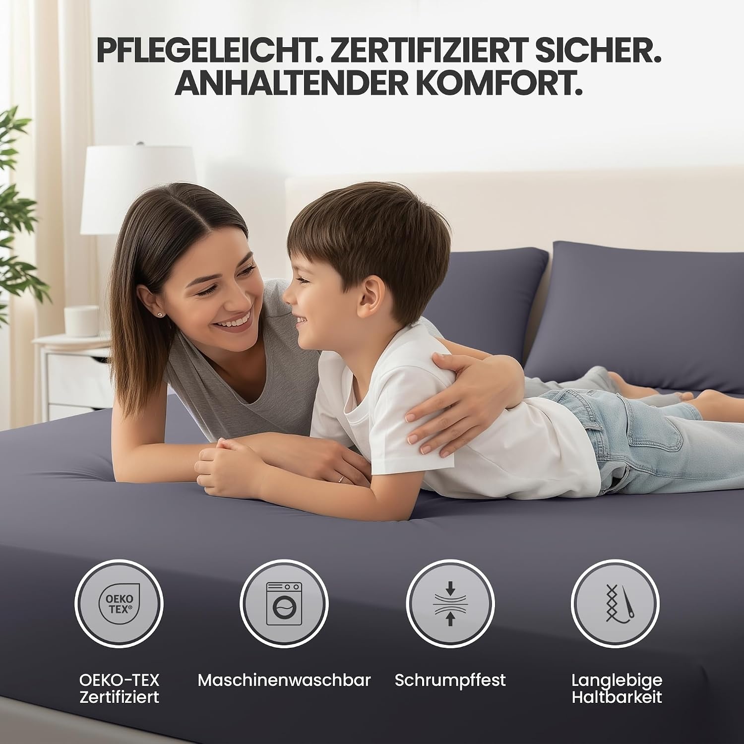 image:imageUtopia Bedding 2er Set Spannbettlaken 90x200cm BeigeGrau