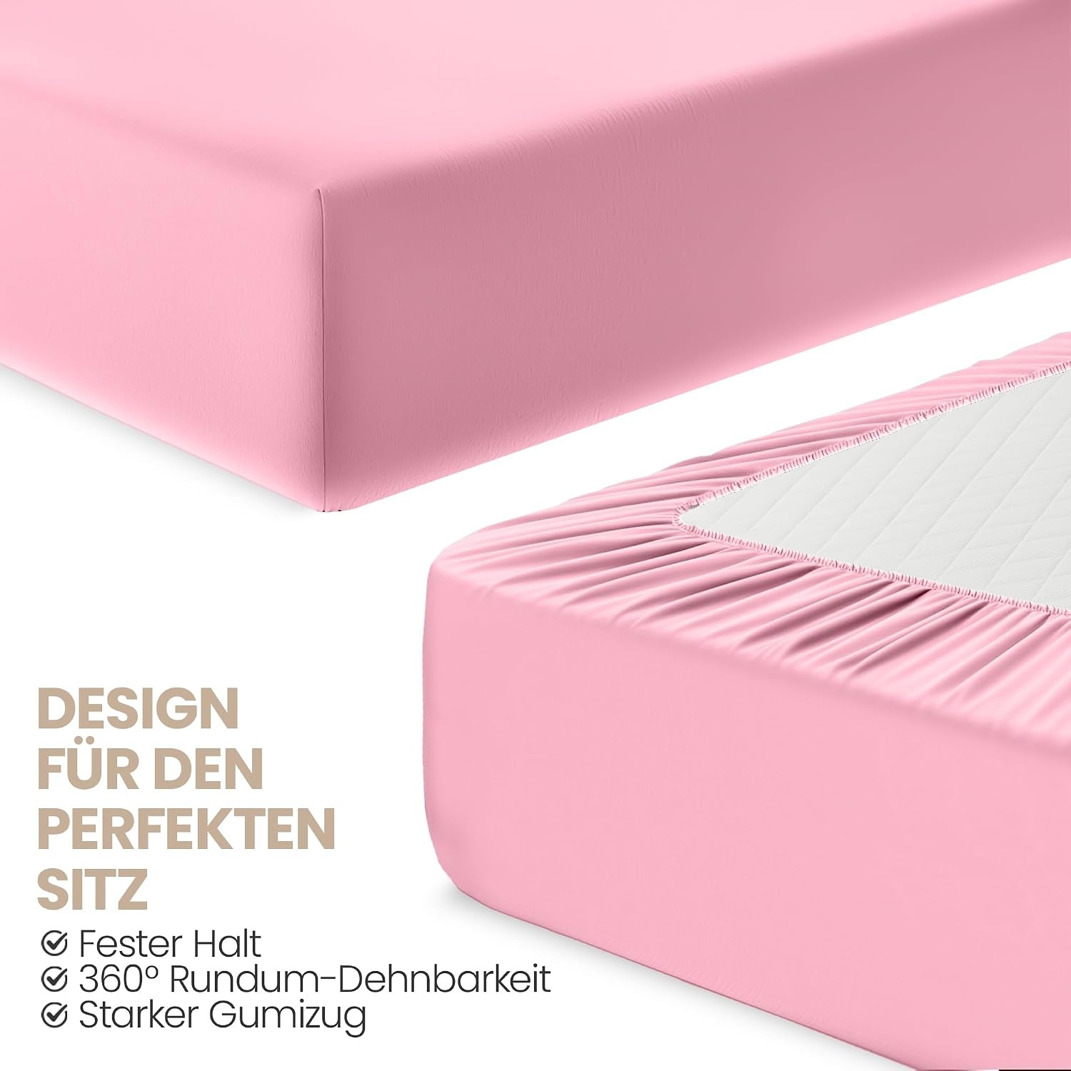 image:imageUtopia Bedding 2er Set Spannbettlaken 90x200cm BeigeRosa