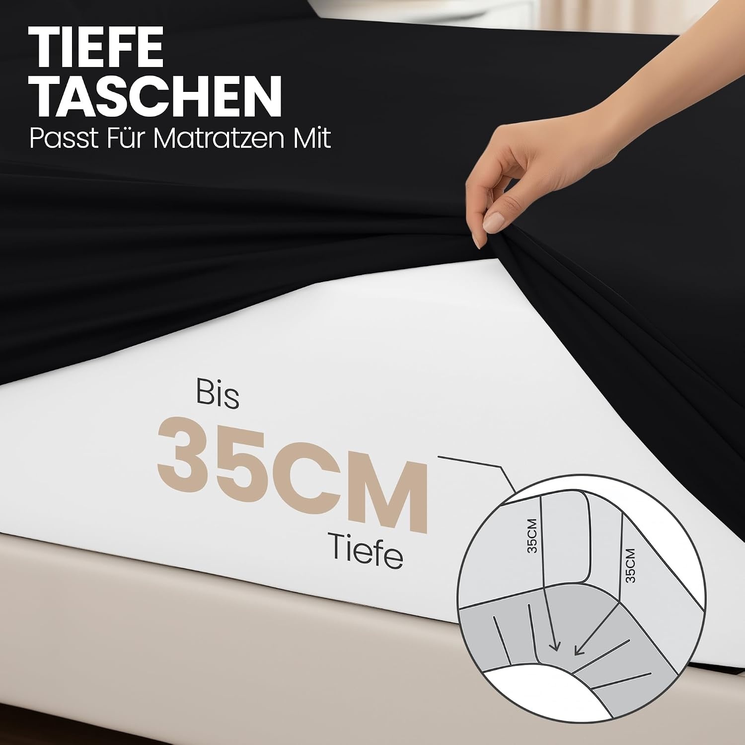 image:imageUtopia Bedding 2er Set Spannbettlaken 90x200cm BeigeSchwarz