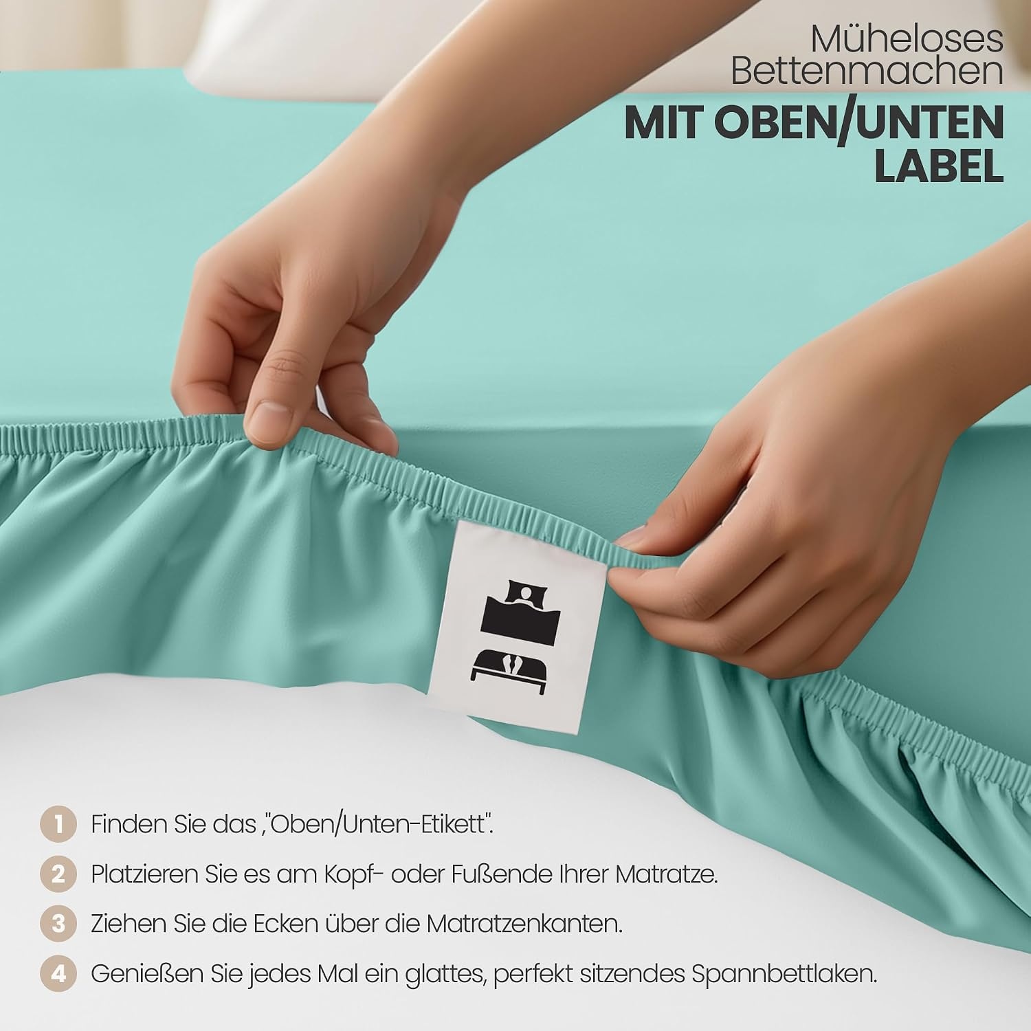 image:imageUtopia Bedding 2er Set Spannbettlaken 90x200cm BeigeSpa Blau