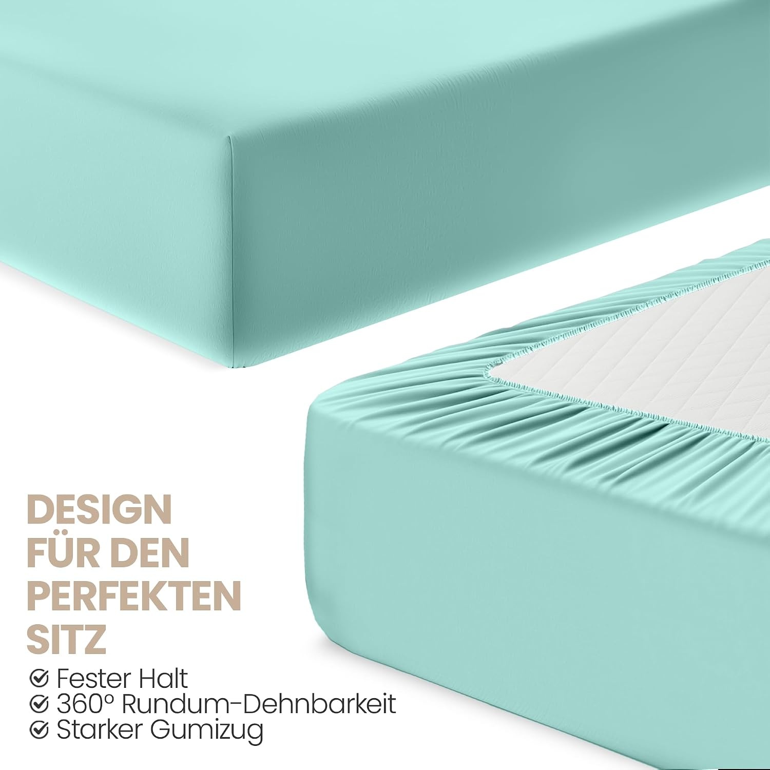 image:imageUtopia Bedding 2er Set Spannbettlaken 90x200cm BeigeSpa Blau