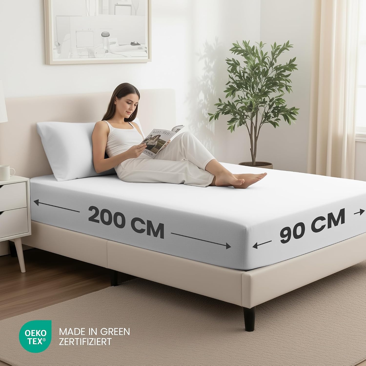 image:imageUtopia Bedding 2er Set Spannbettlaken 90x200cm BeigeWei