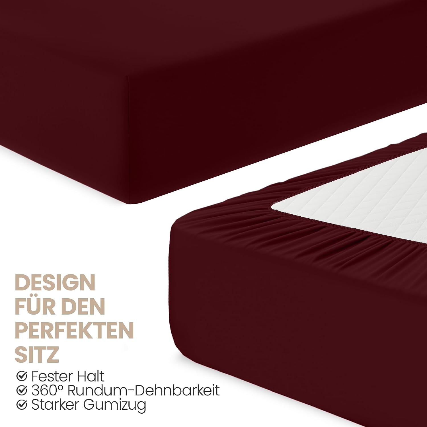 image:imageUtopia Bedding 2er Set Spannbettlaken 90x200cm MarineblauBurgunderrot