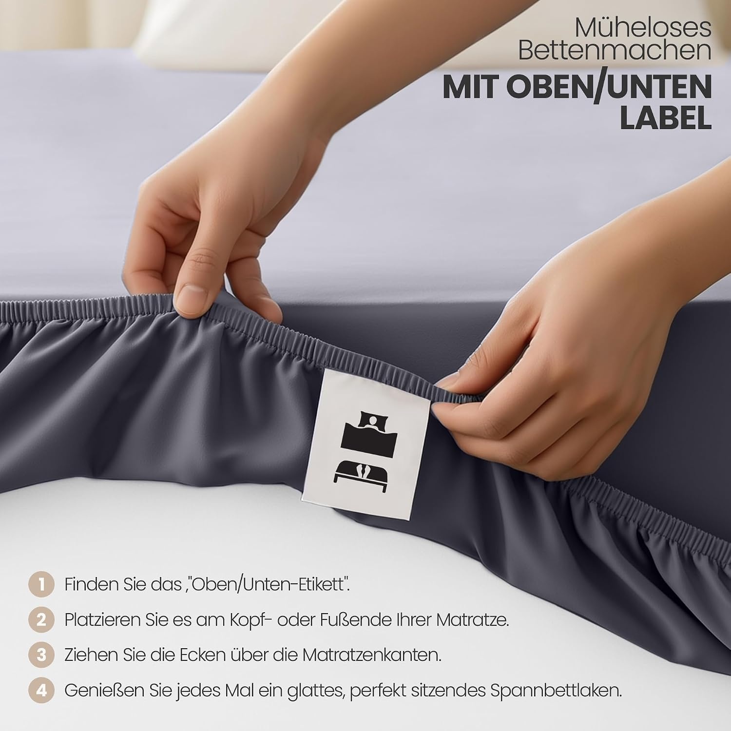 image:imageUtopia Bedding 2er Set Spannbettlaken 90x200cm MarineblauGrau