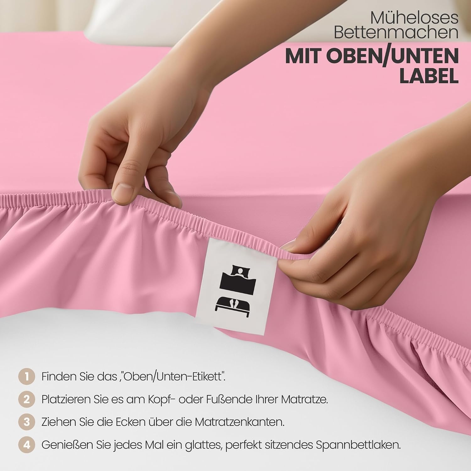 image:imageUtopia Bedding 2er Set Spannbettlaken 90x200cm MarineblauRosa