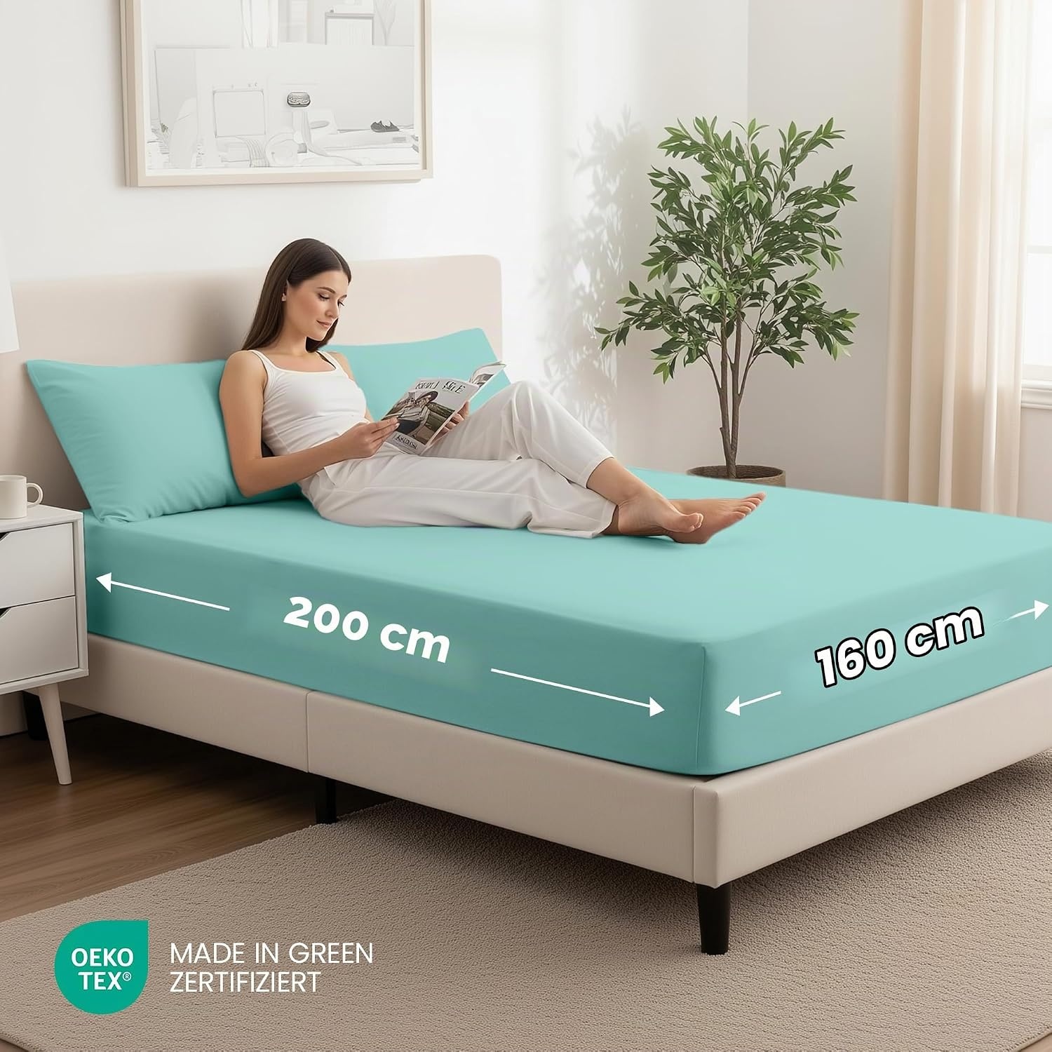 image:imageUtopia Bedding 2er Set Spannbettlaken 90x200cm MarineblauSpa Blau