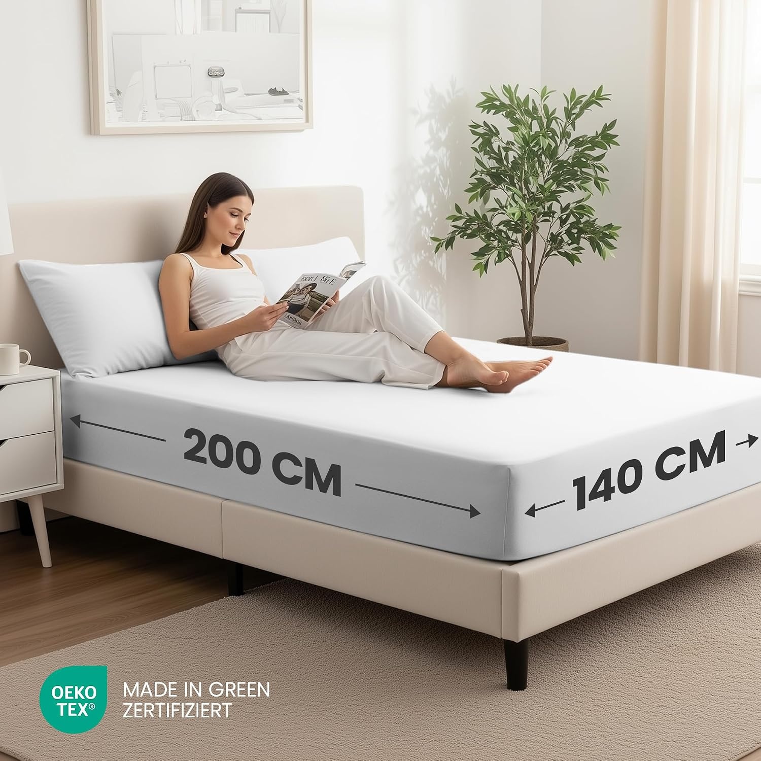 image:imageUtopia Bedding 2er Set Spannbettlaken 90x200cm MarineblauWei