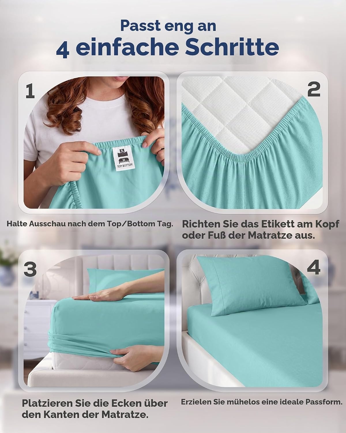 image:imageUtopia Bedding 6er Set Spannbettlaken 160 x 200 cm WeiBabyblau