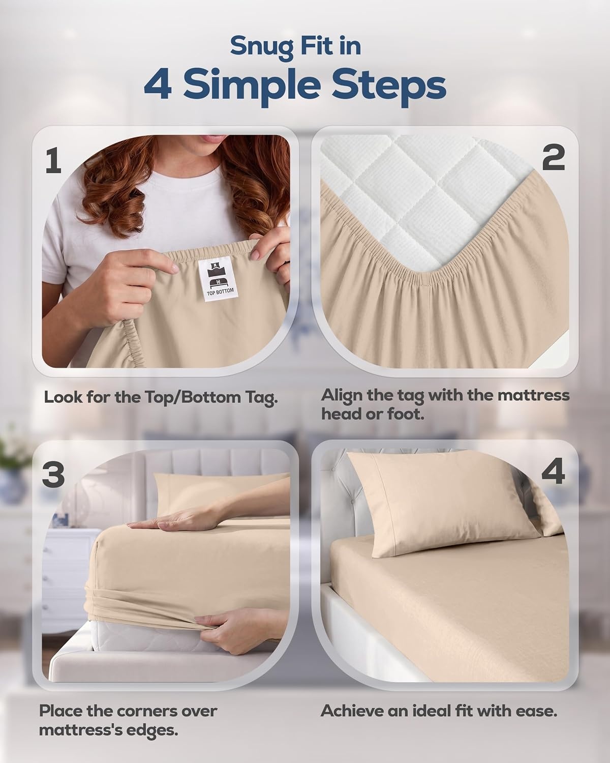 image:imageUtopia Bedding 6er Set Spannbettlaken 160 x 200 cm WeiBeige