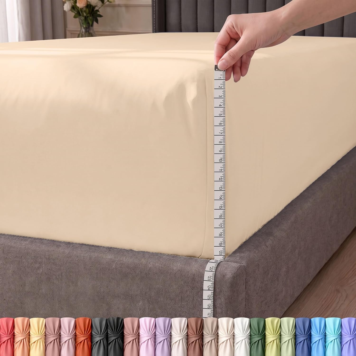 image:imageUtopia Bedding 6er Set Spannbettlaken 160 x 200 cm WeiBeige