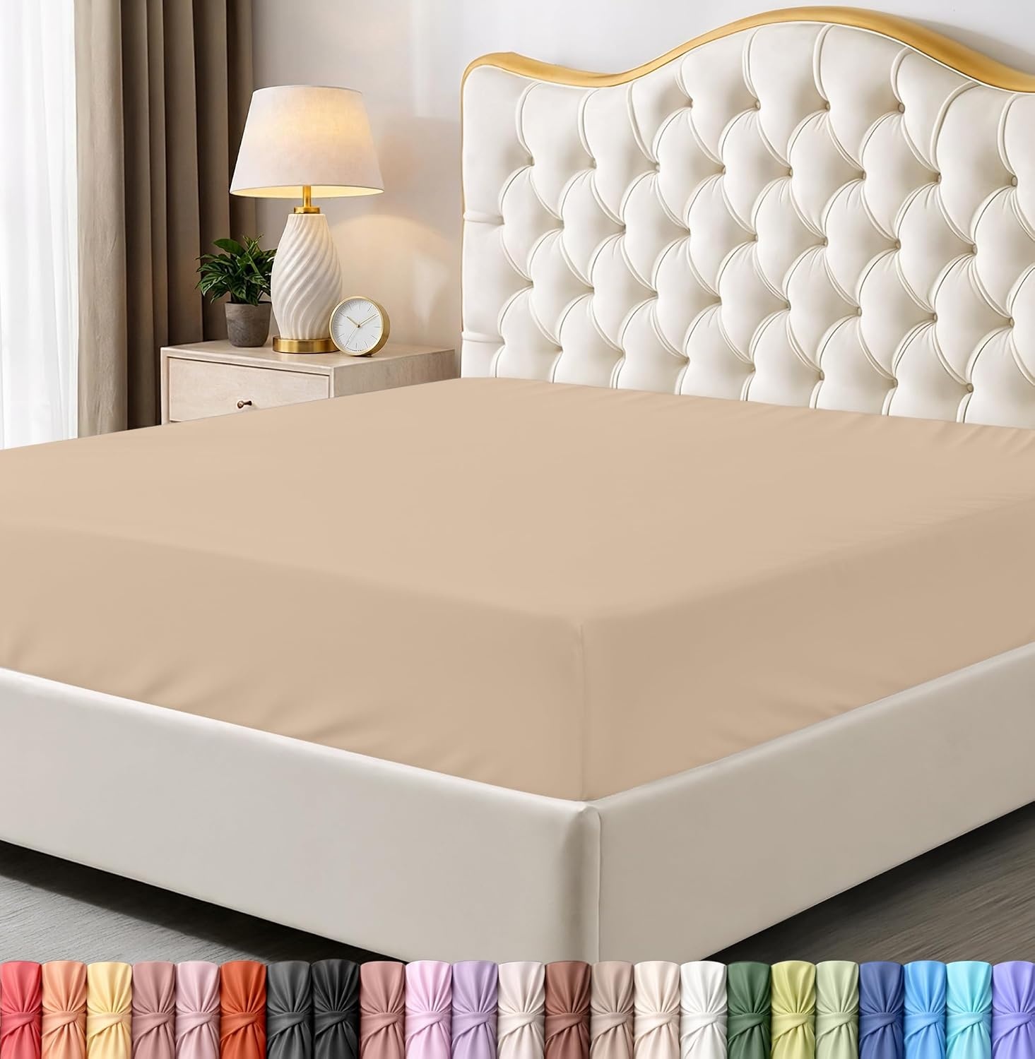 image:imageUtopia Bedding 6er Set Spannbettlaken 160 x 200 cm WeiBeige
