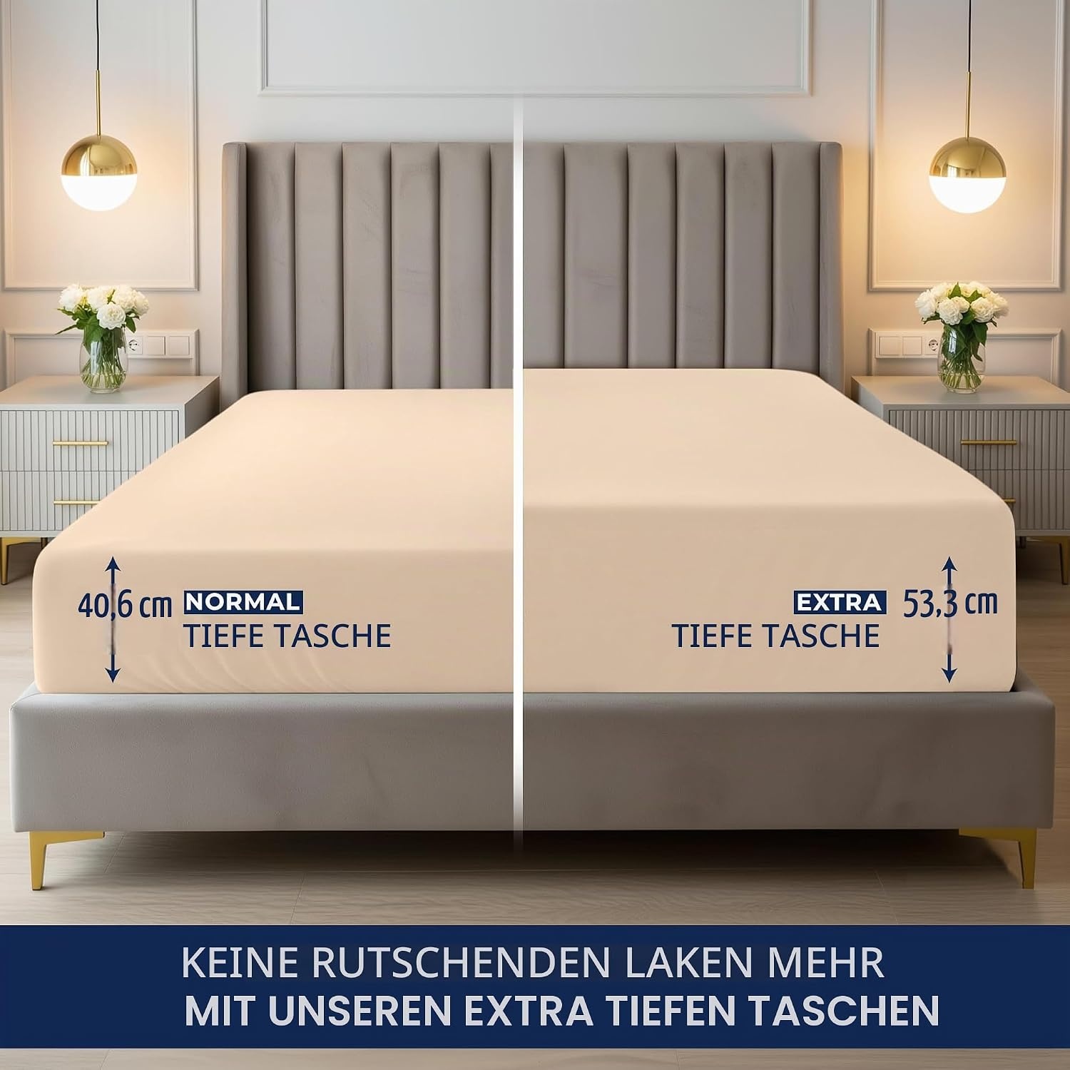 image:imageUtopia Bedding 6er Set Spannbettlaken 160 x 200 cm WeiBeige