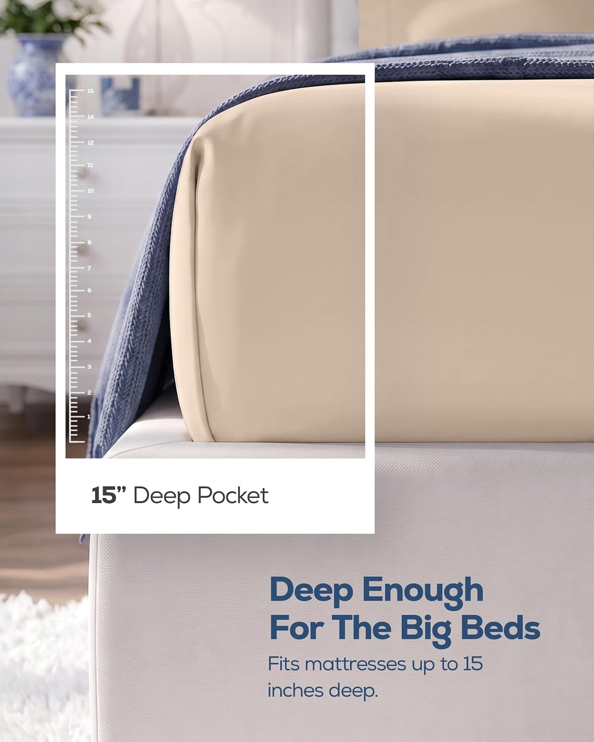 image:imageUtopia Bedding 6er Set Spannbettlaken 160 x 200 cm WeiBeige