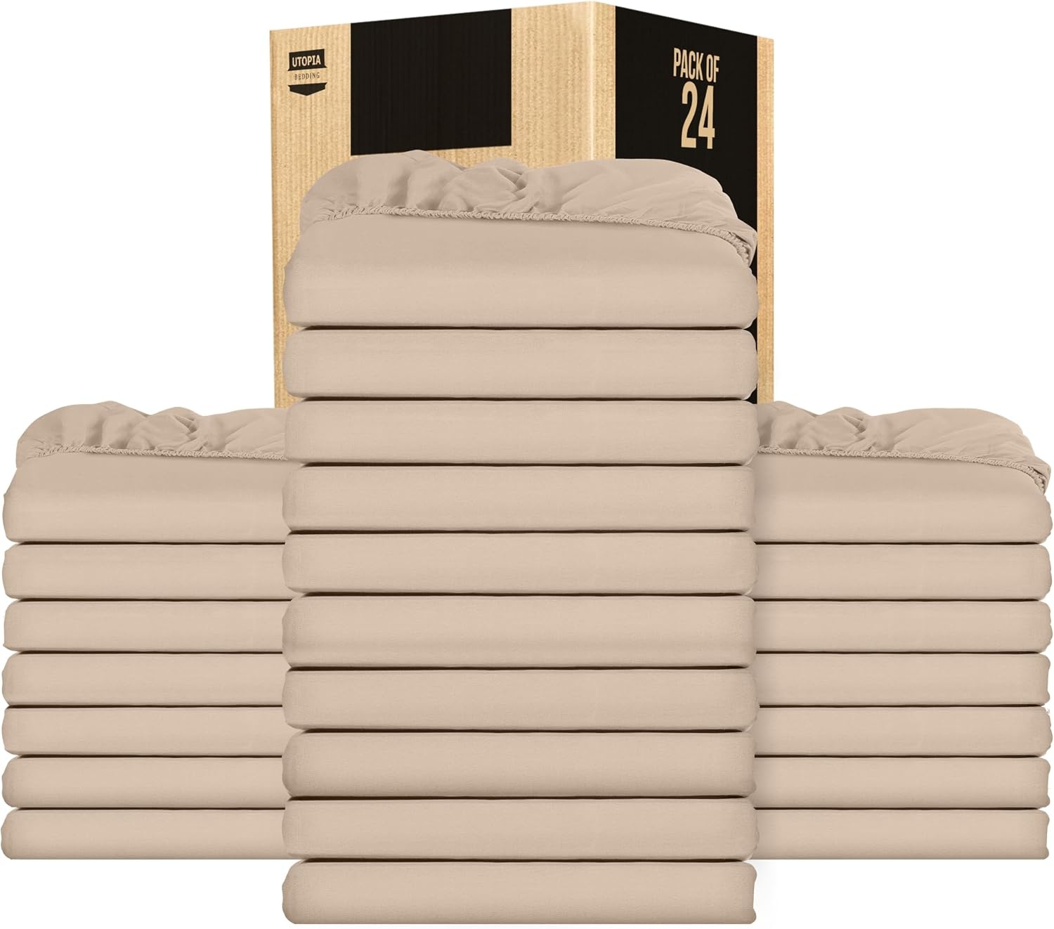 image:imageUtopia Bedding 6er Set Spannbettlaken 160 x 200 cm WeiBeige