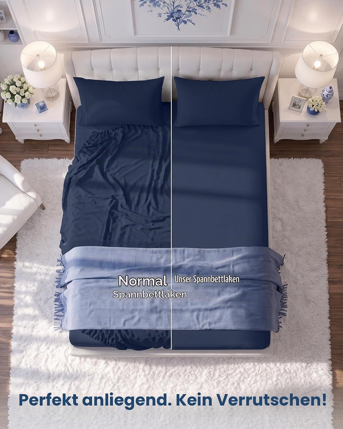image:imageUtopia Bedding 6er Set Spannbettlaken 160 x 200 cm WeiBlau