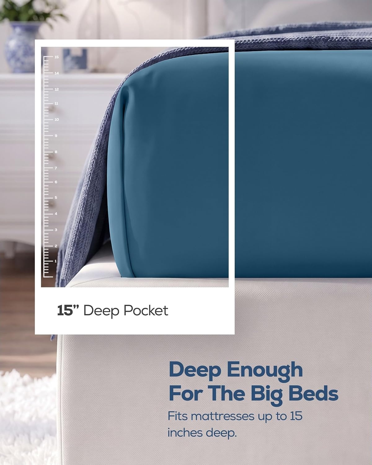 image:imageUtopia Bedding 6er Set Spannbettlaken 160 x 200 cm WeiBlau Dusk Blue