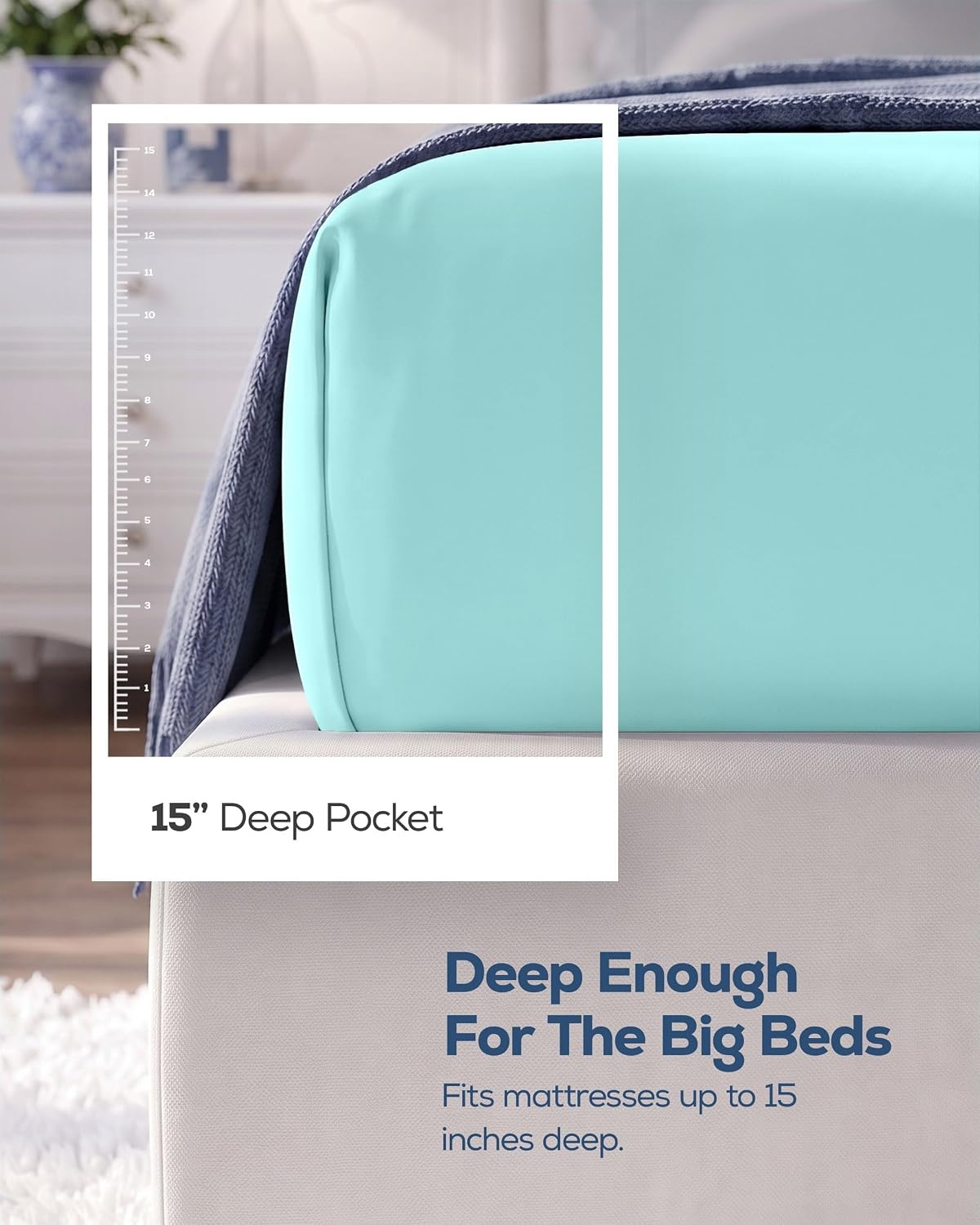 image:imageUtopia Bedding 6er Set Spannbettlaken 160 x 200 cm WeiBlau Spa Blue