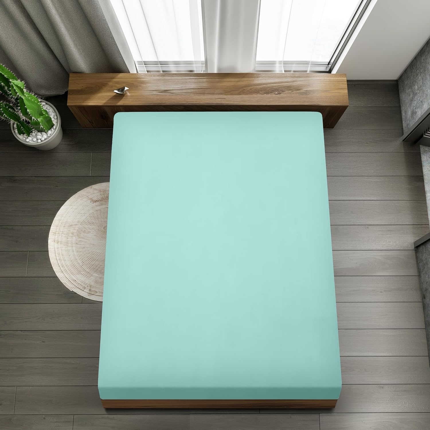 image:imageUtopia Bedding 6er Set Spannbettlaken 160 x 200 cm WeiBlau Spa Blue
