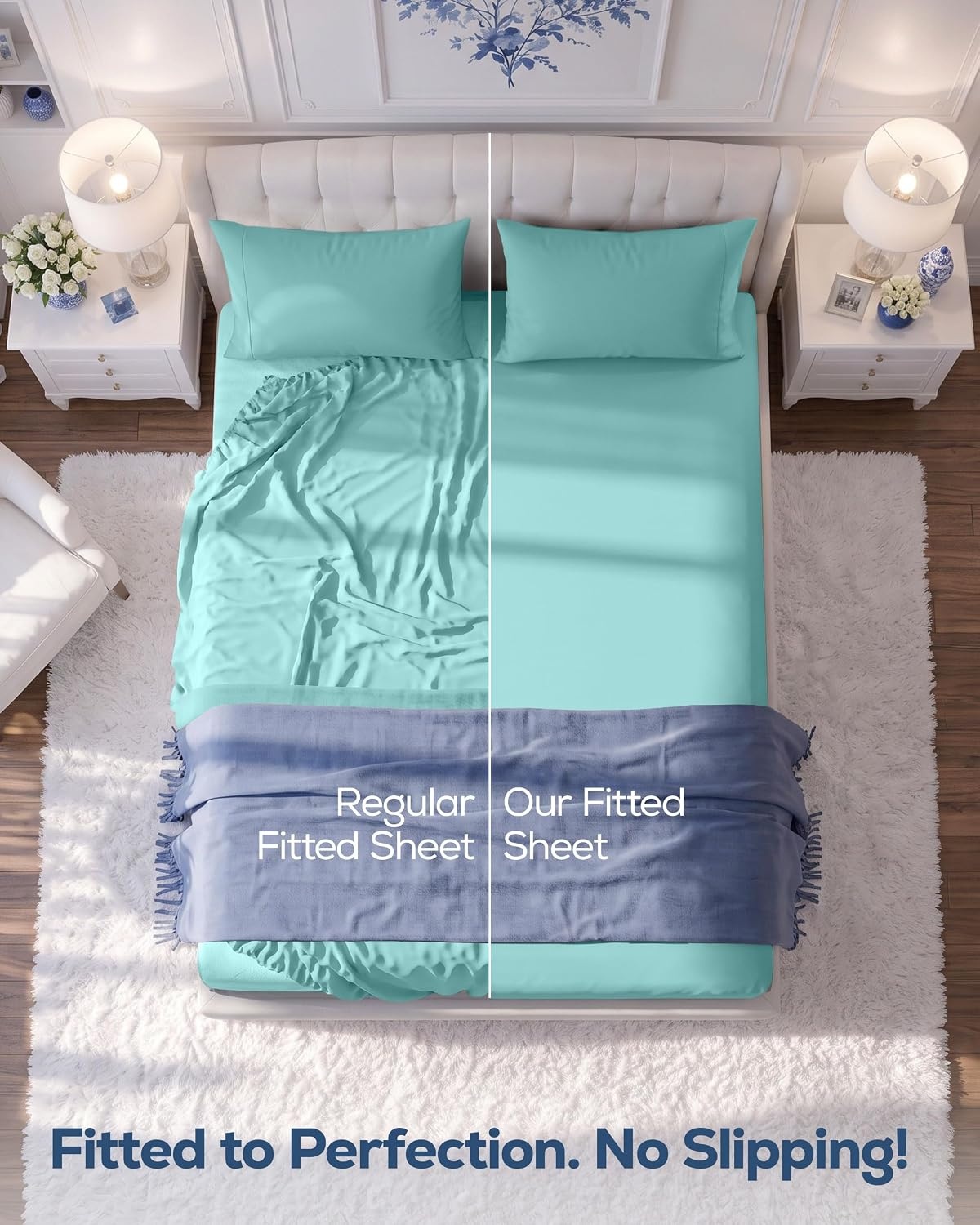 image:imageUtopia Bedding 6er Set Spannbettlaken 160 x 200 cm WeiBlau Spa Blue