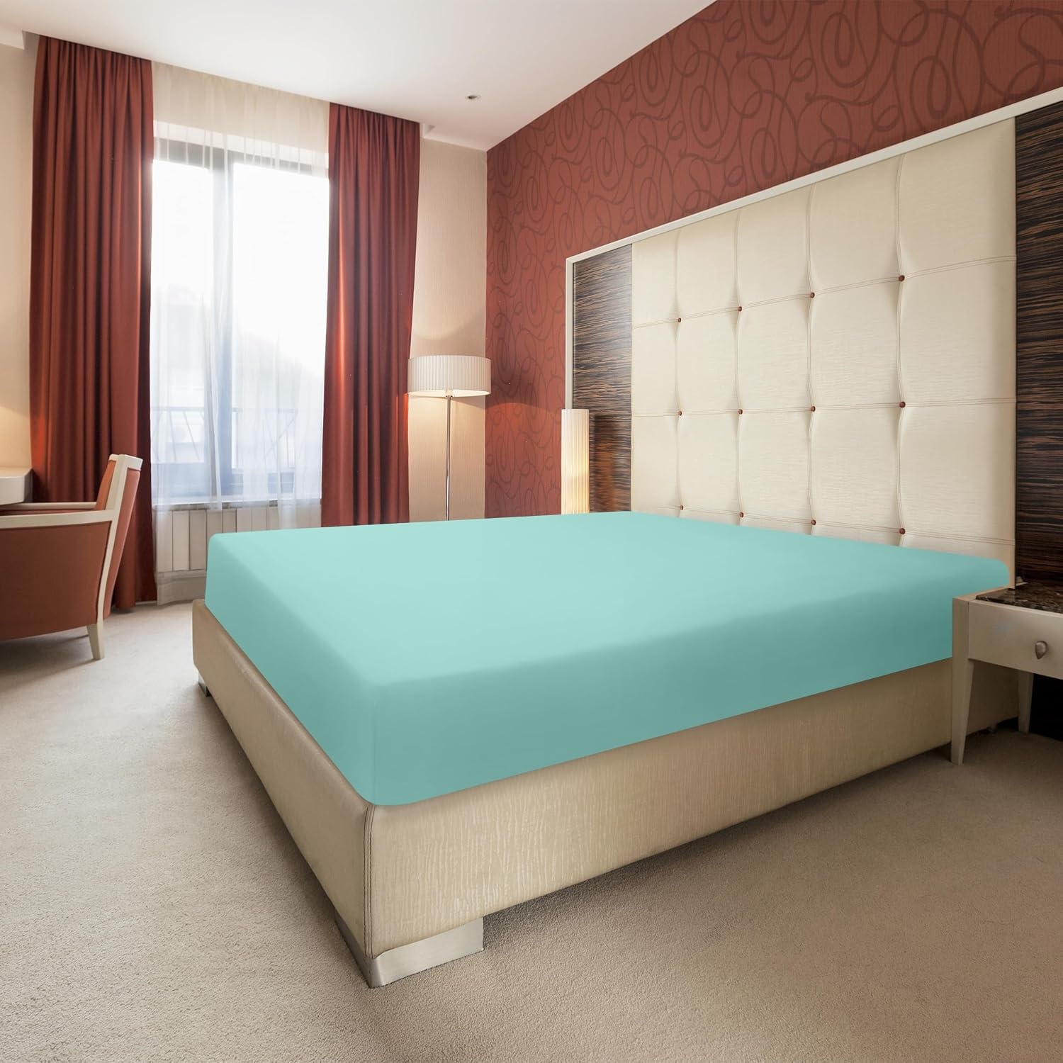 image:imageUtopia Bedding 6er Set Spannbettlaken 160 x 200 cm WeiBlau Spa Blue