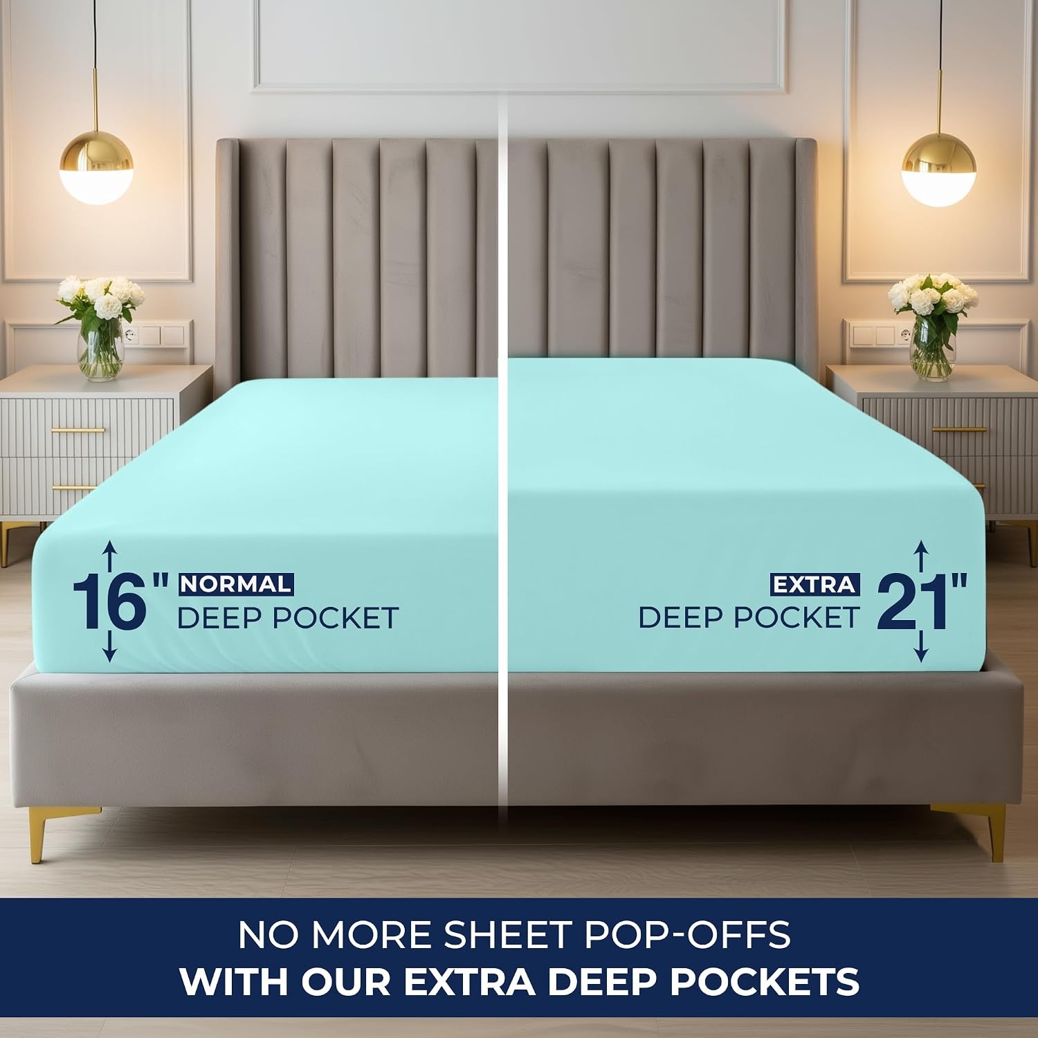 image:imageUtopia Bedding 6er Set Spannbettlaken 160 x 200 cm WeiBlau Spa Blue