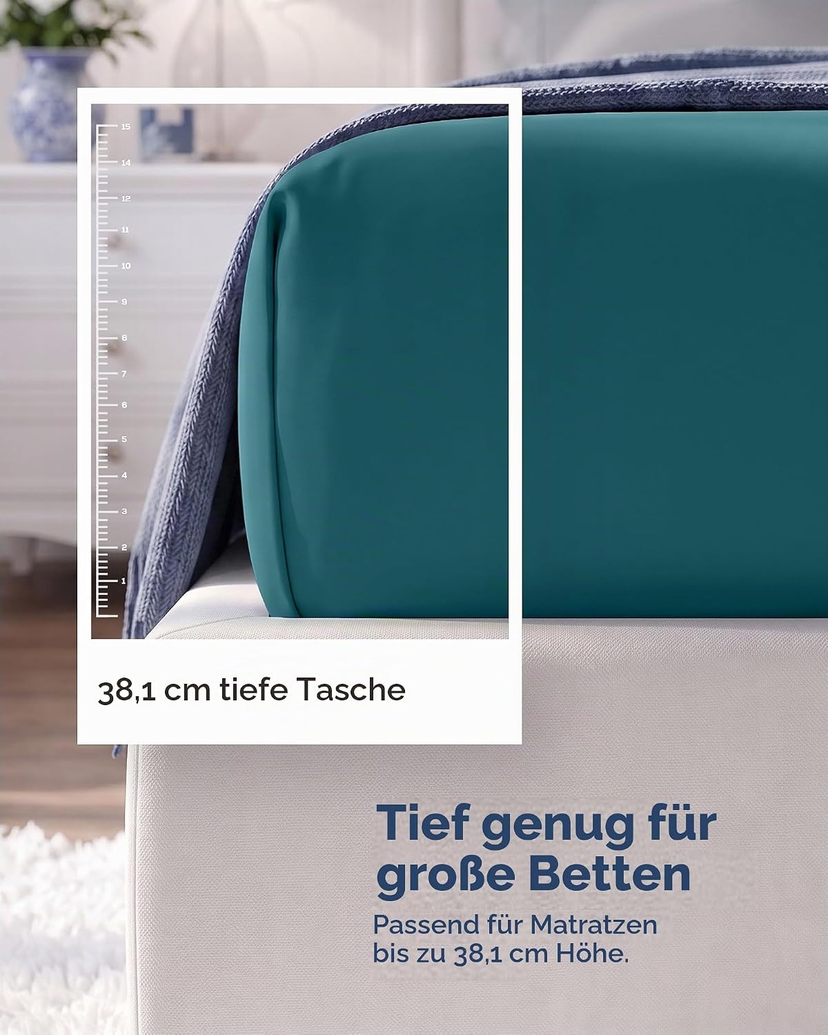 image:imageUtopia Bedding 6er Set Spannbettlaken 160 x 200 cm WeiBlaugrn