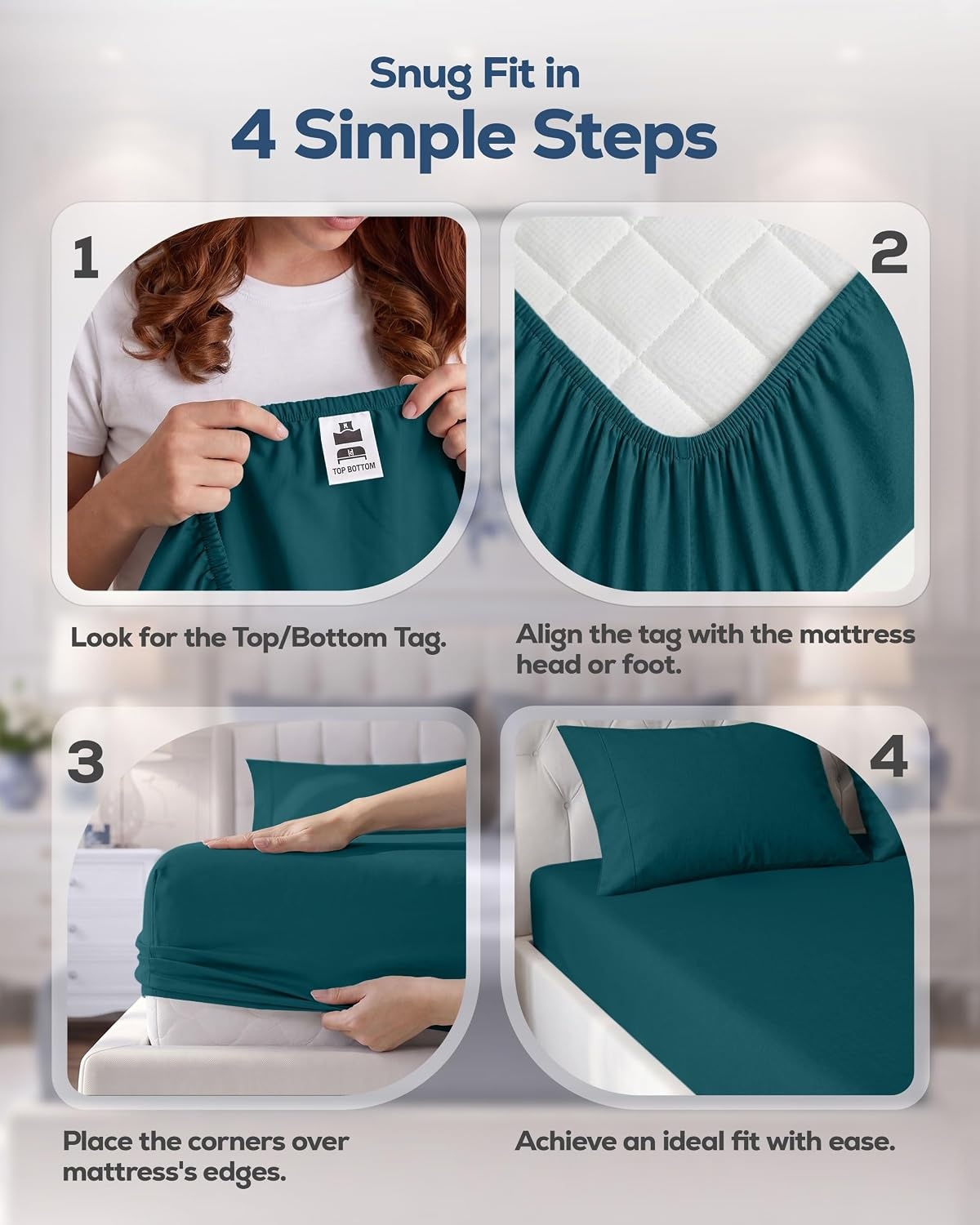 image:imageUtopia Bedding 6er Set Spannbettlaken 160 x 200 cm WeiBlaugrn