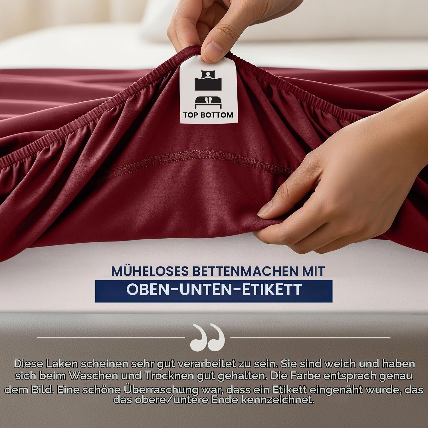 image:imageUtopia Bedding 6er Set Spannbettlaken 160 x 200 cm WeiBurgunder
