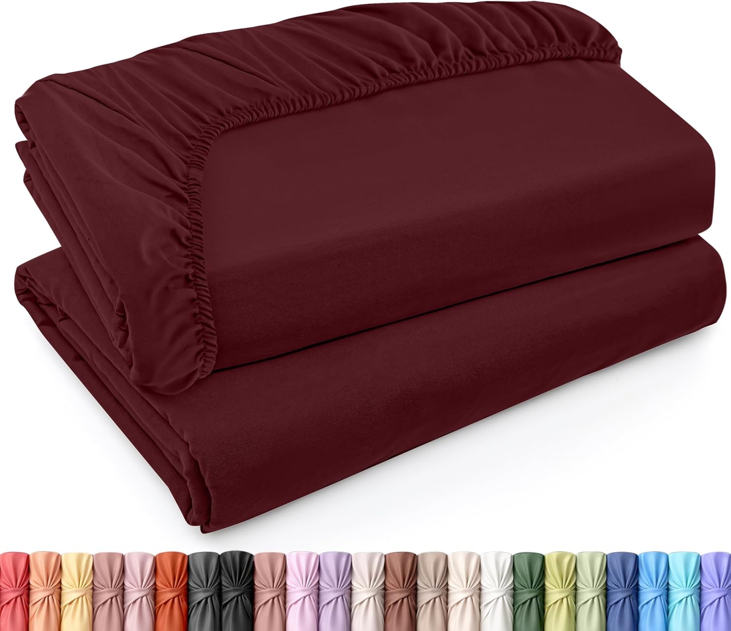 image:imageUtopia Bedding 6er Set Spannbettlaken 160 x 200 cm WeiBurgunder