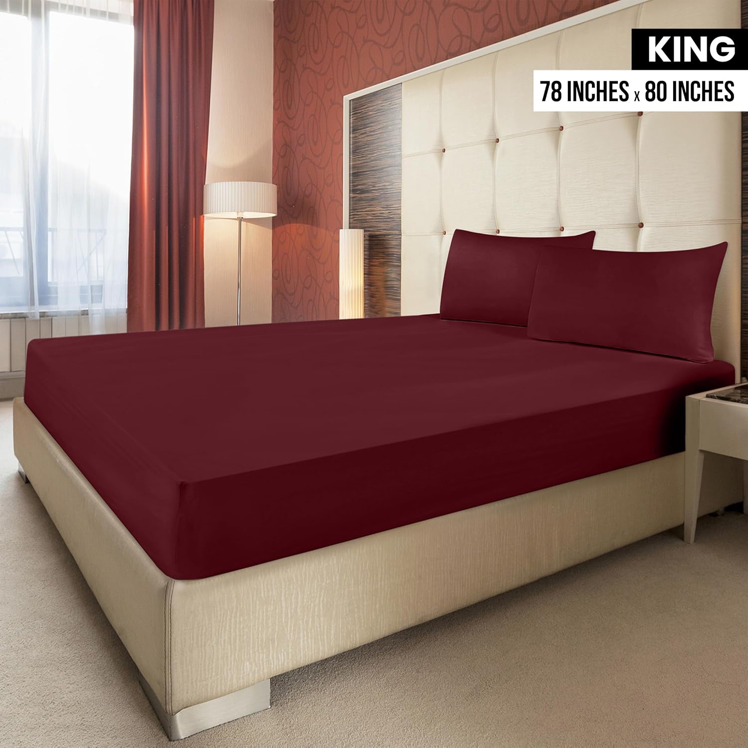 image:imageUtopia Bedding 6er Set Spannbettlaken 160 x 200 cm WeiBurgunder