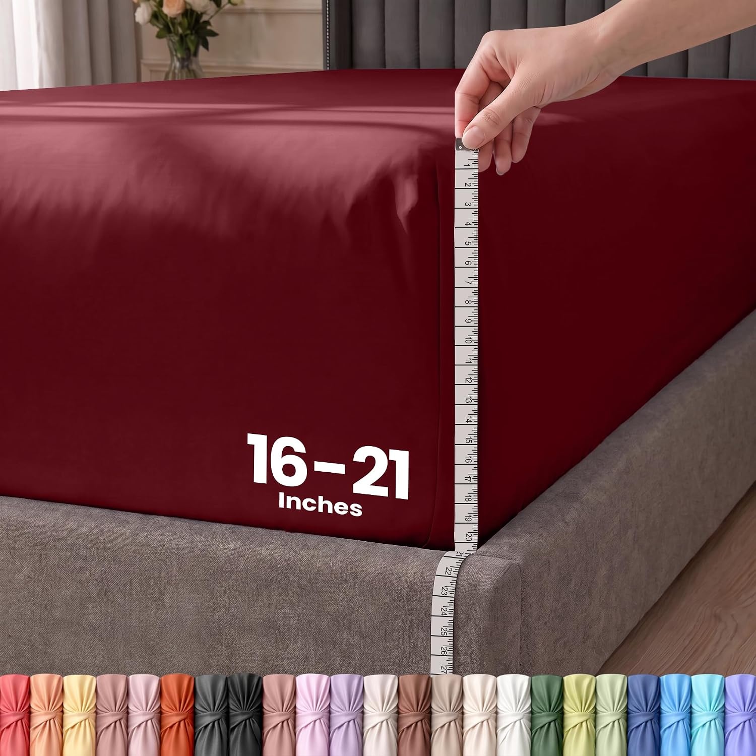 image:imageUtopia Bedding 6er Set Spannbettlaken 160 x 200 cm WeiBurgunder