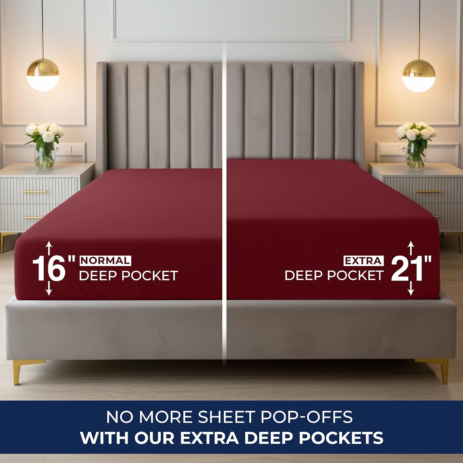 image:imageUtopia Bedding 6er Set Spannbettlaken 160 x 200 cm WeiBurgunder