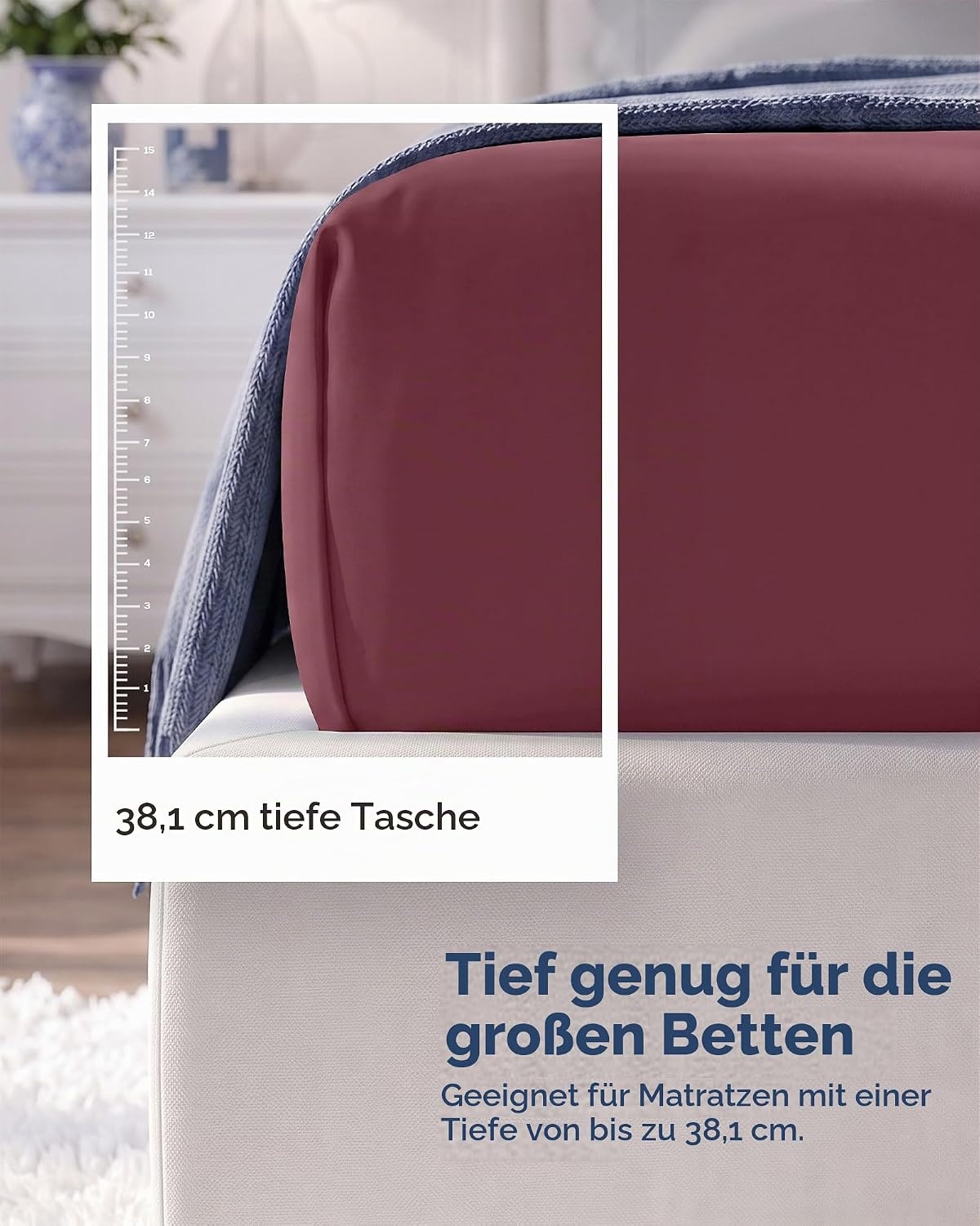 image:imageUtopia Bedding 6er Set Spannbettlaken 160 x 200 cm WeiBurgunder