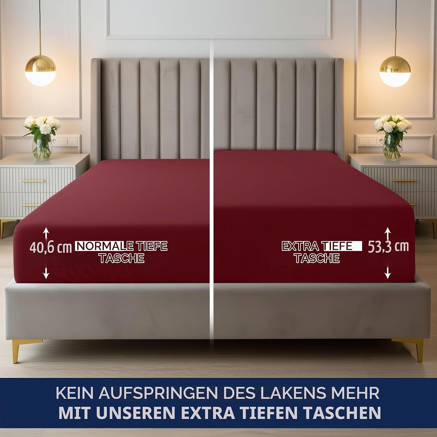 image:imageUtopia Bedding 6er Set Spannbettlaken 160 x 200 cm WeiBurgunder