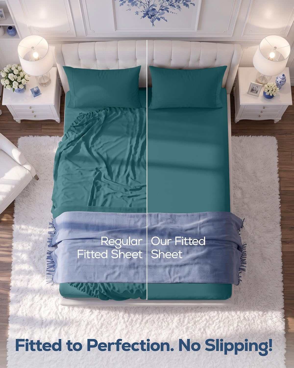 image:imageUtopia Bedding 6er Set Spannbettlaken 160 x 200 cm WeiDenimblau