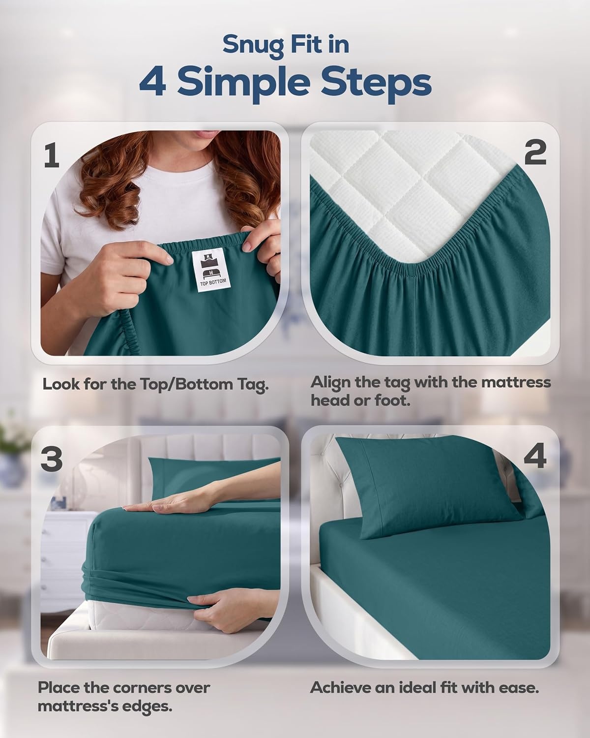image:imageUtopia Bedding 6er Set Spannbettlaken 160 x 200 cm WeiDenimblau