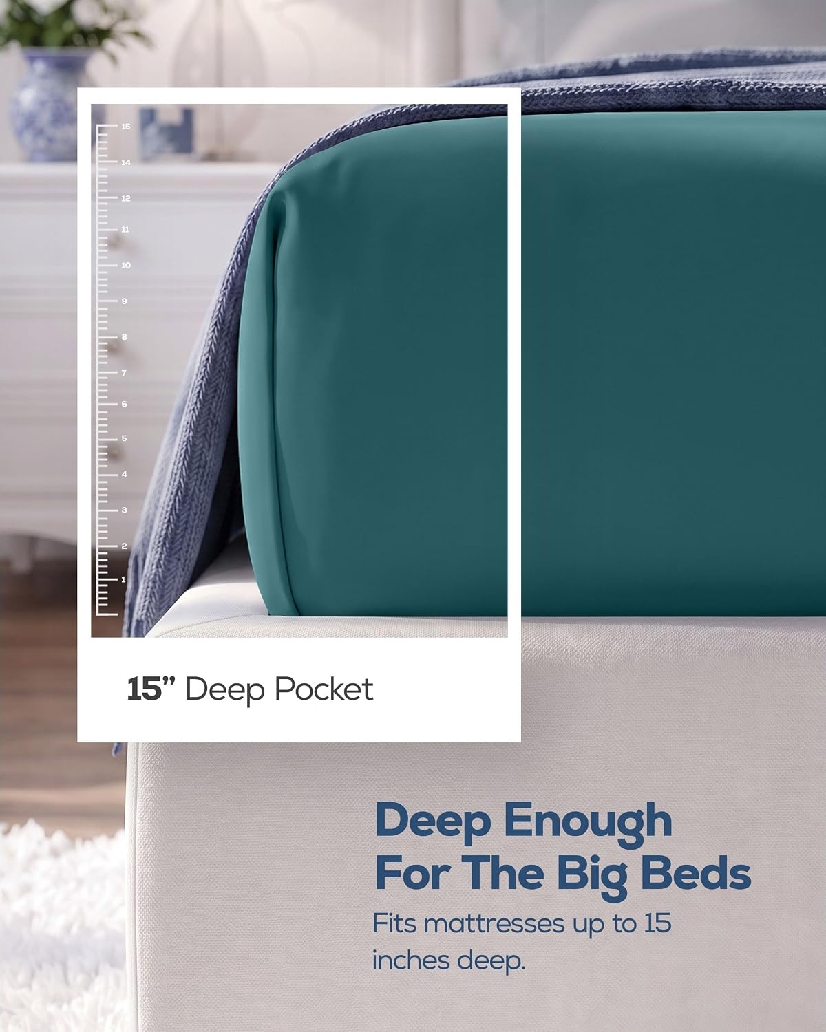 image:imageUtopia Bedding 6er Set Spannbettlaken 160 x 200 cm WeiDenimblau