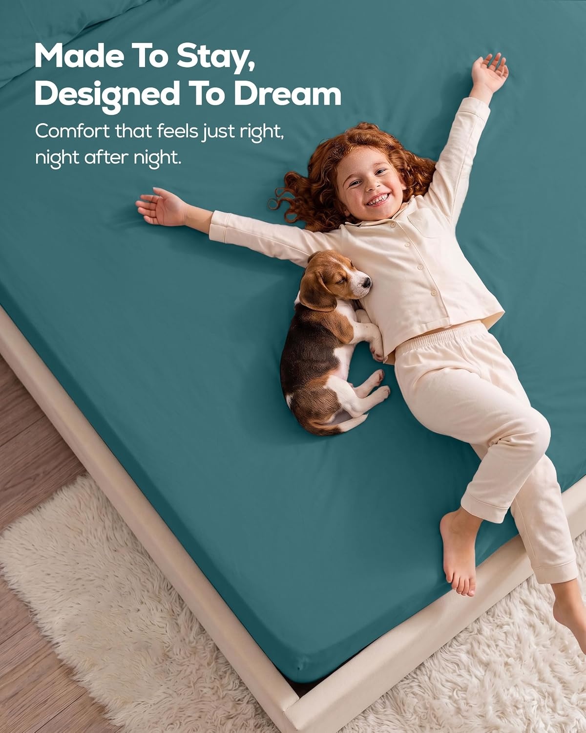image:imageUtopia Bedding 6er Set Spannbettlaken 160 x 200 cm WeiDenimblau