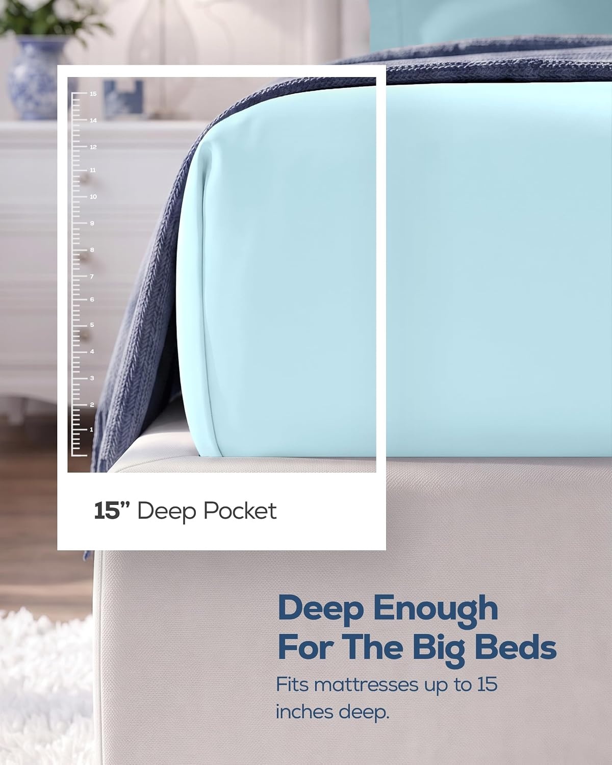 image:imageUtopia Bedding 6er Set Spannbettlaken 160 x 200 cm WeiEisblau